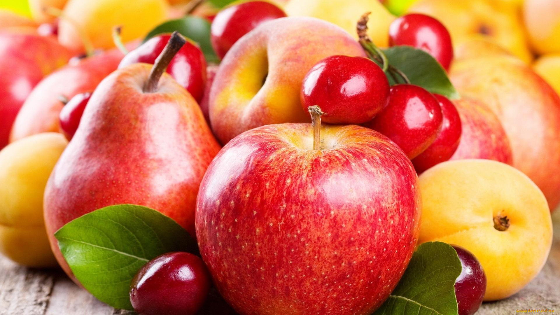 еда, фрукты, , ягоды, груши, персики, яблоки, черешня