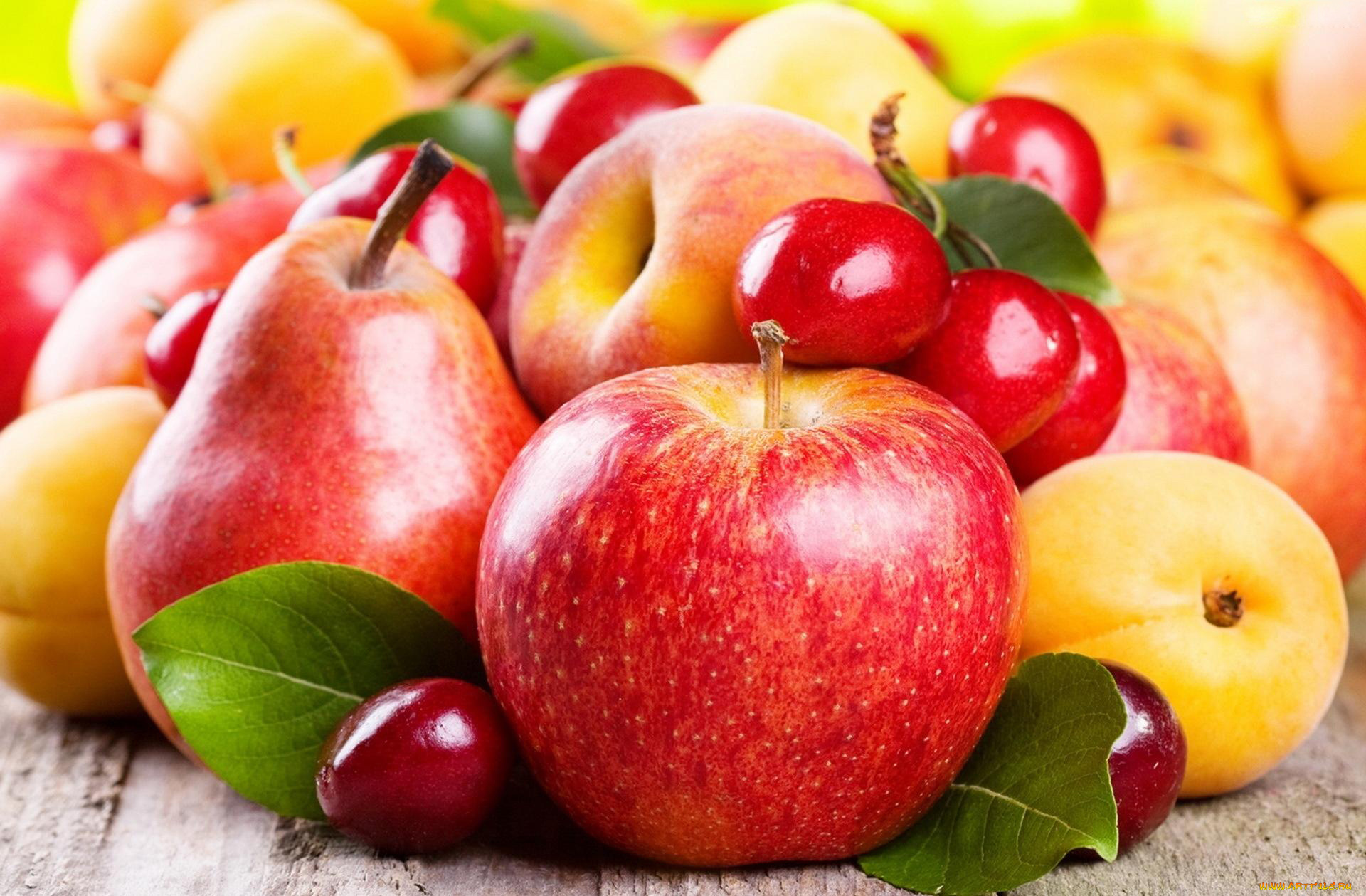 еда, фрукты, , ягоды, груши, персики, яблоки, черешня