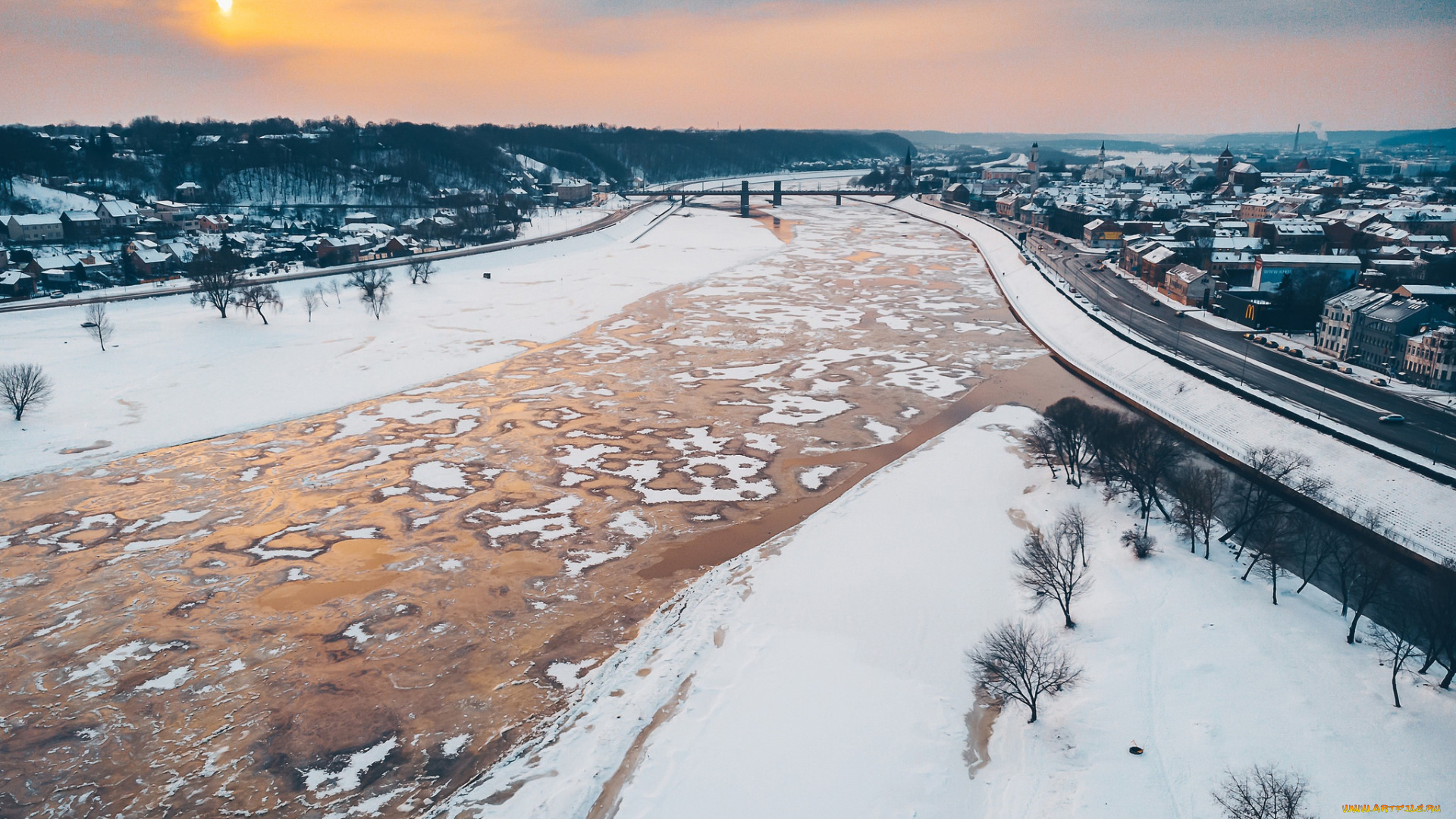 города, -, пейзажи, nemunas, lietuva, kaunas, tеvynе