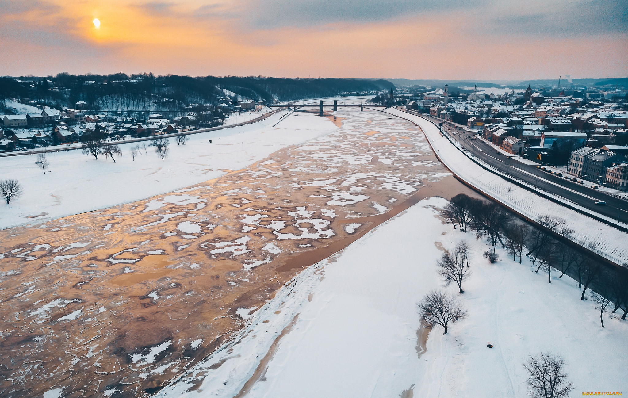 города, -, пейзажи, nemunas, lietuva, kaunas, tеvynе