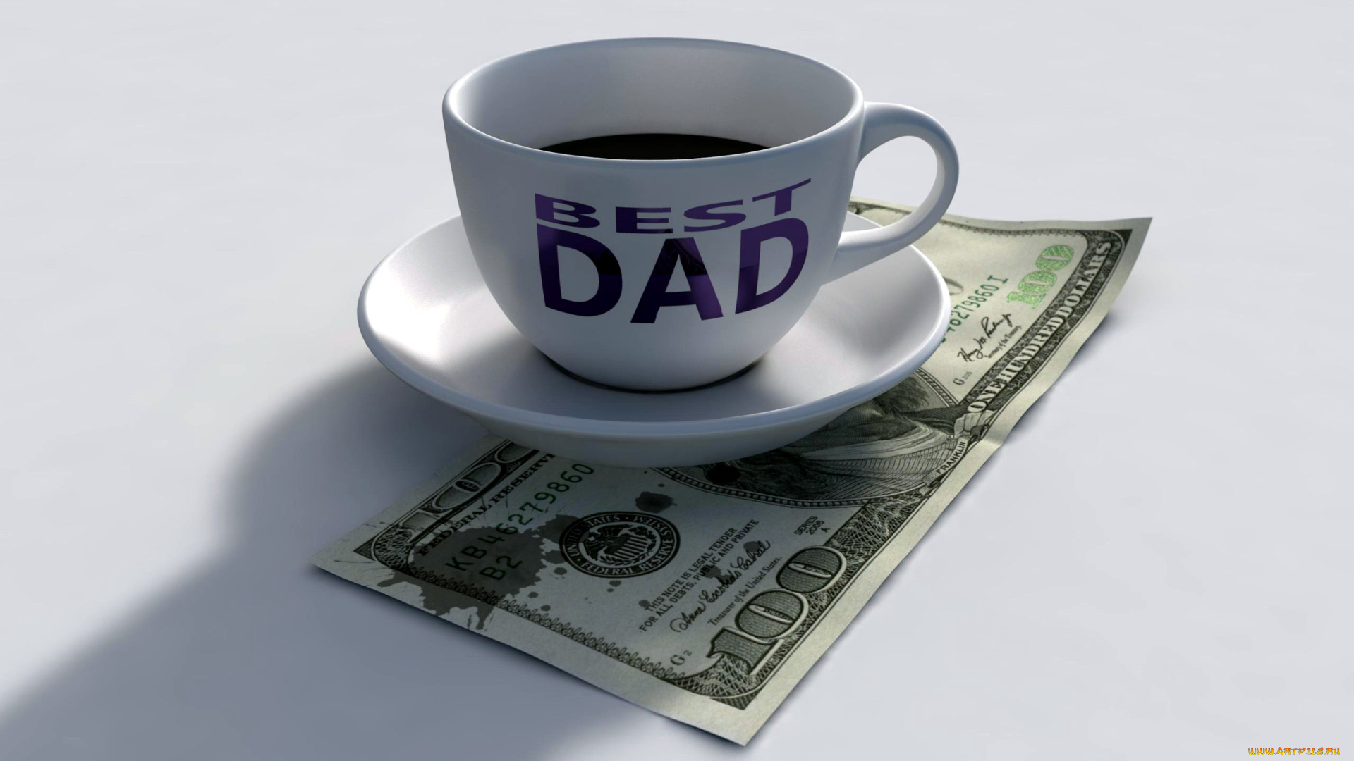 праздничные, день, отца, кофе, надпись, чашка, доллары