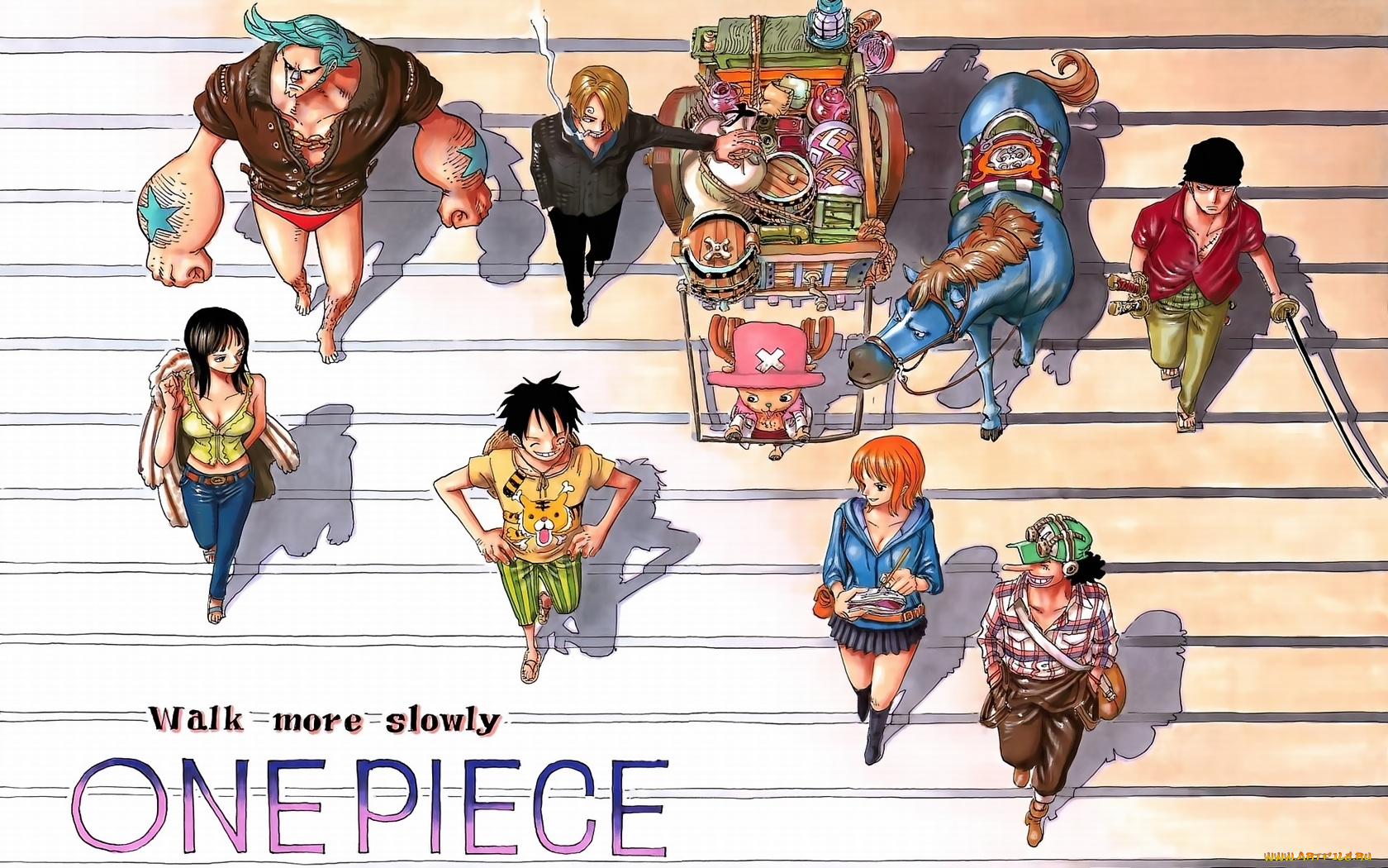 аниме, one, piece, лошадьлесница, nami, monkey, d, luffy, sanji, roronoa, zoro, usopp, chopper, nico, robin, franky