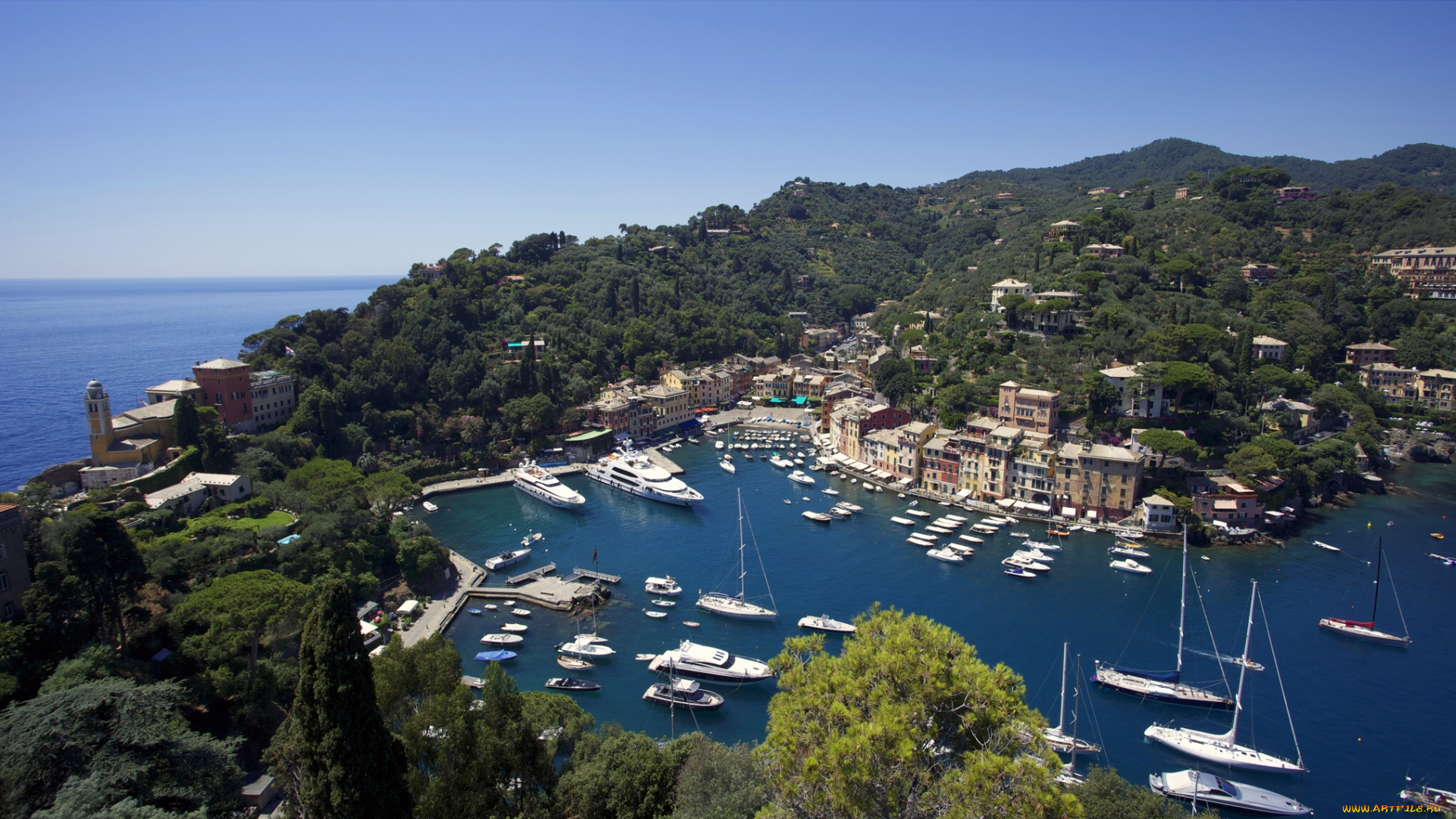 portofino, liguria, italia, города, амальфийское, лигурийское, побережье, италия, пейзаж, катера, панорама, яхты, море, бухта, лигурия, портофино