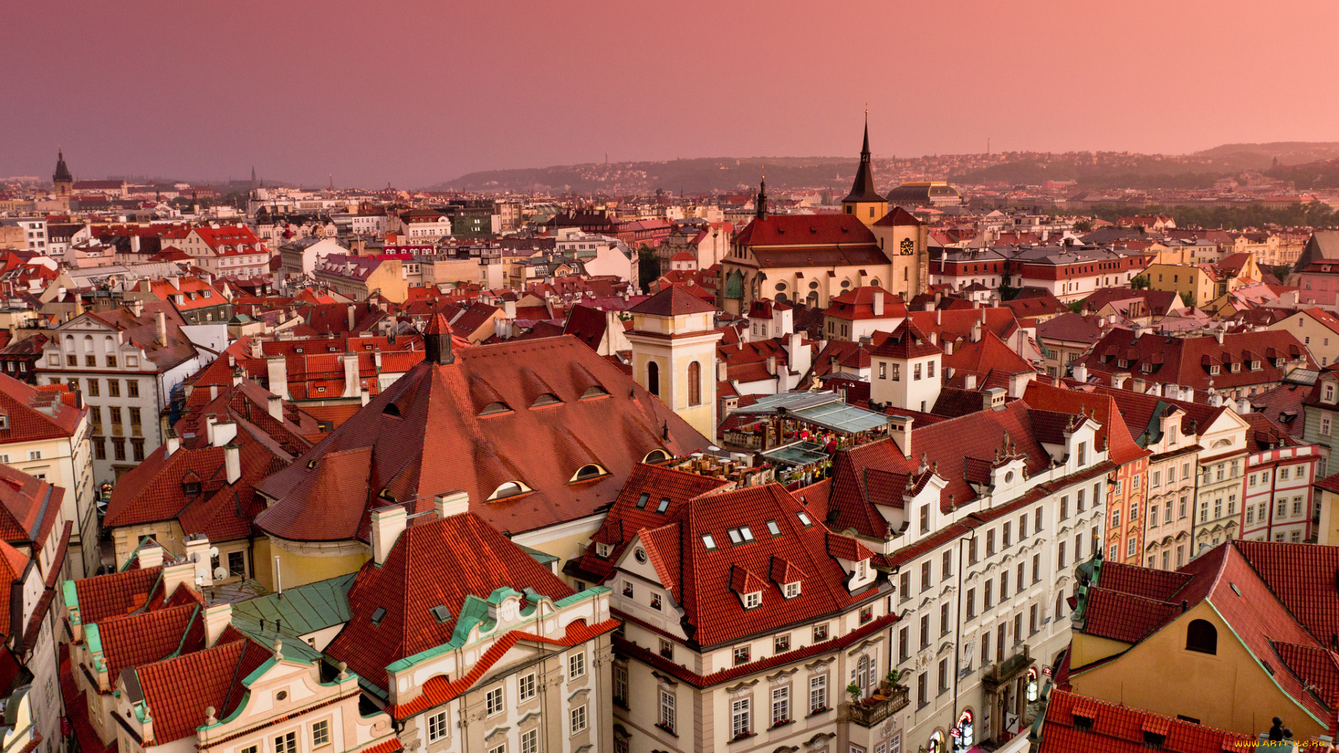 prague, czech, republic, города, прага, Чехия, здания, крыши, панорама