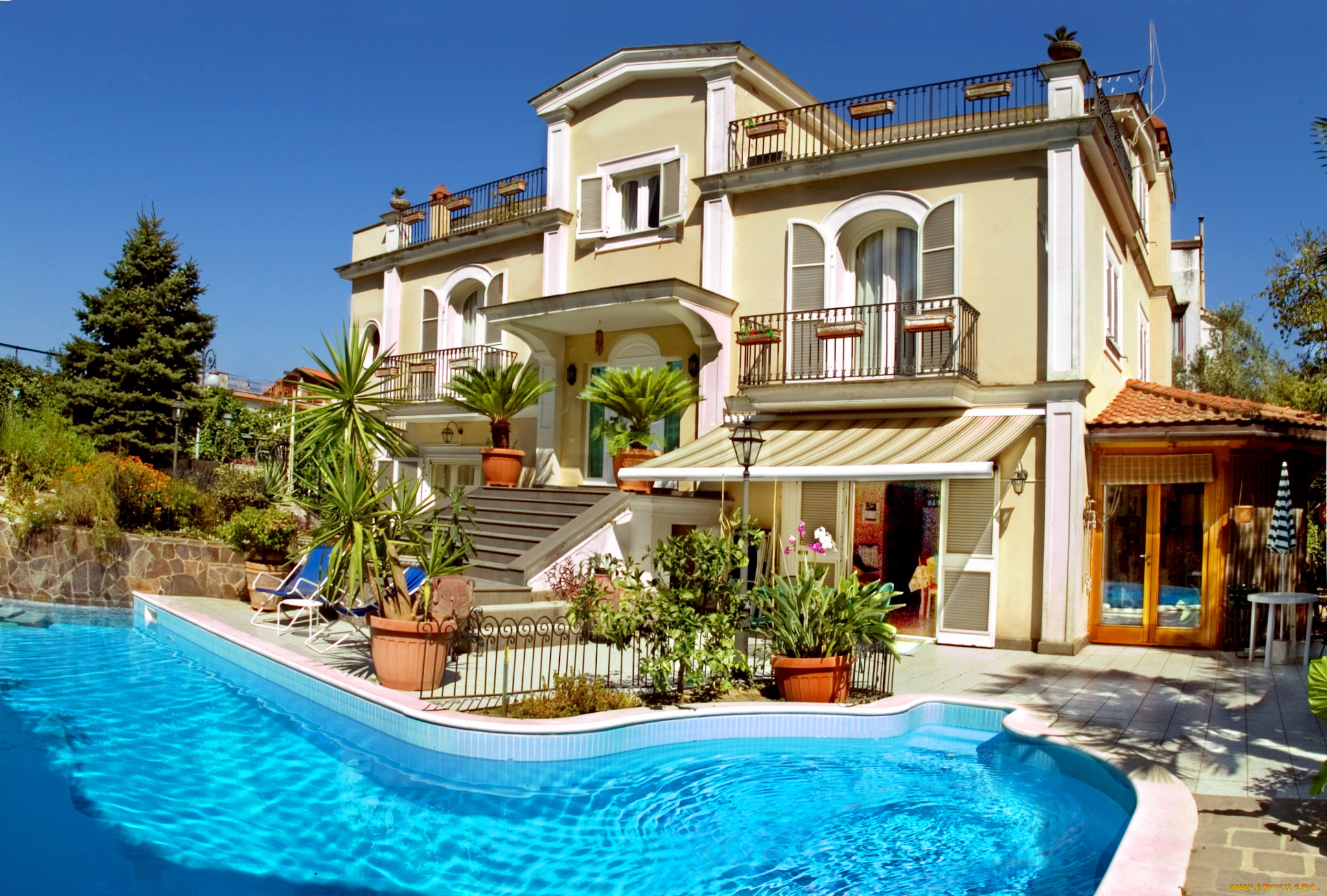 villa, adriana, guesthouse, sorrento, италия, города, здания, дома, вилла, бассейн, цветы