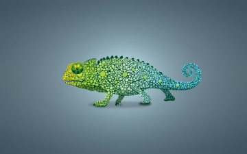 обоя рисованные, минимализм, chameleon, зеленый, ящер, хамелеон