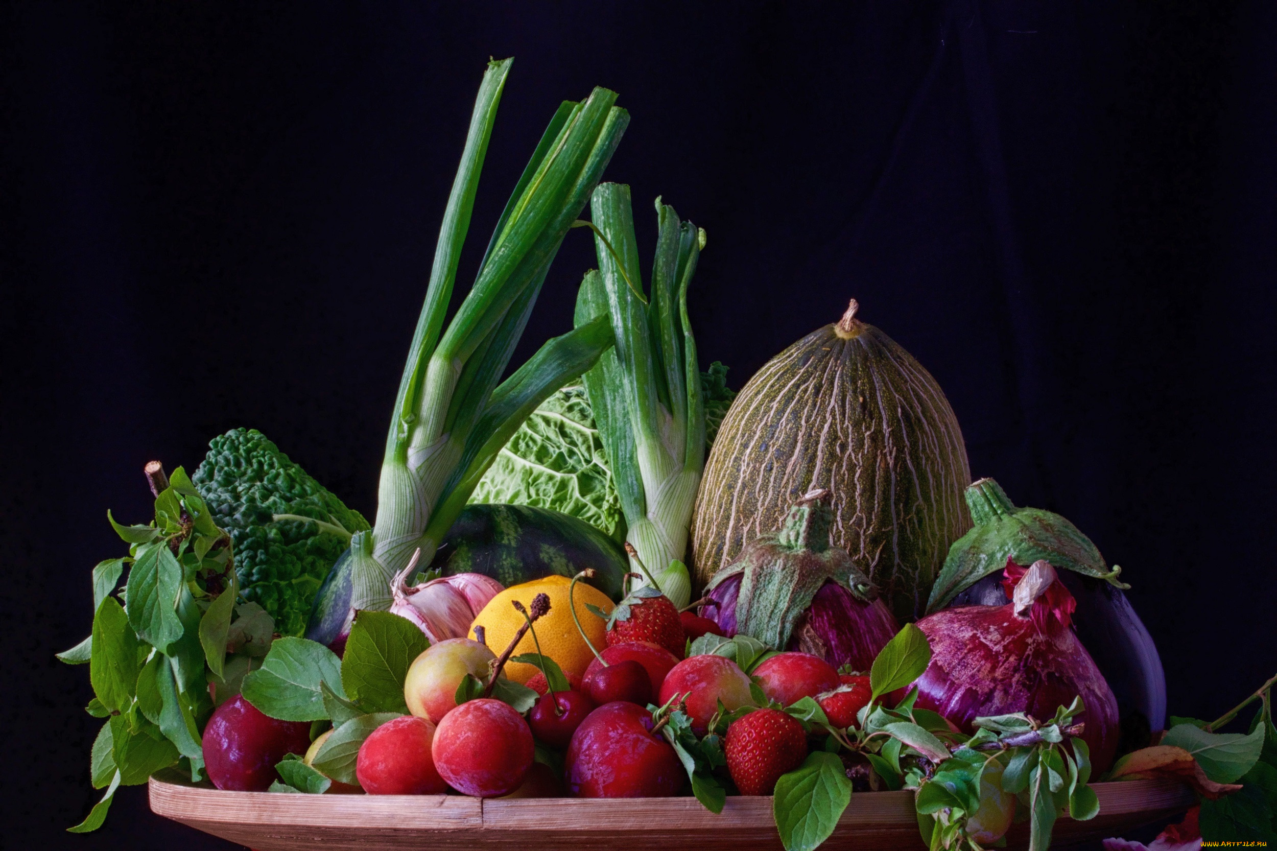 еда, фрукты, и, овощи, вместе, зелень, овощи, натюрморт, фрукты