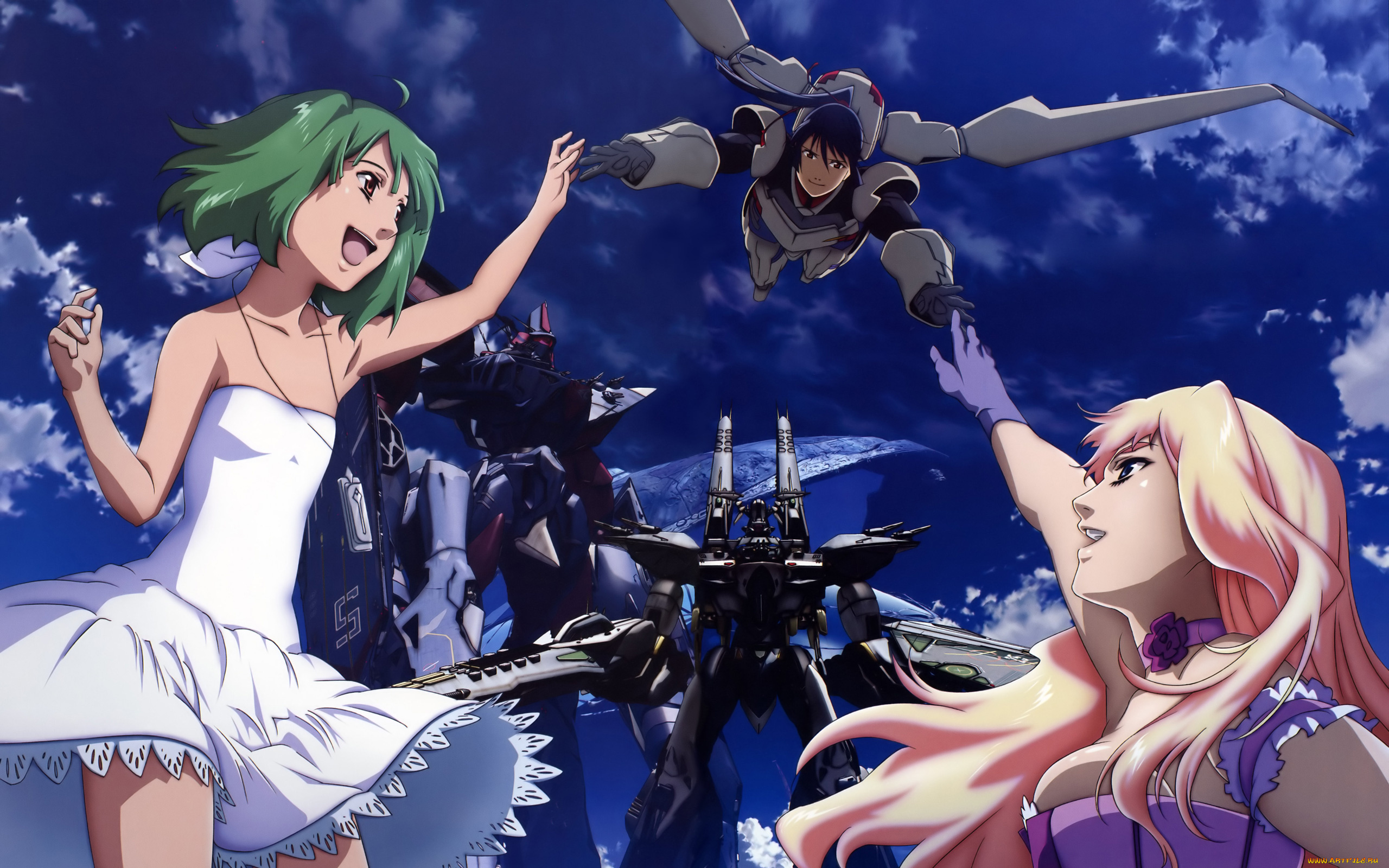 аниме, macross, frontier, девушки