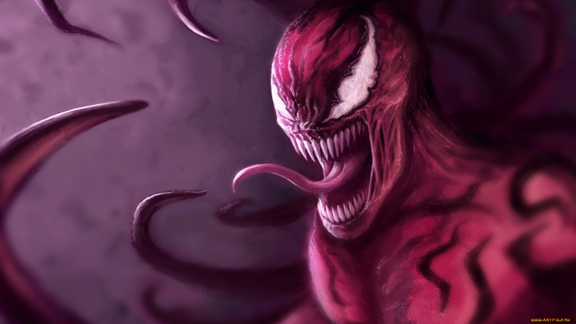 фэнтези, существа, cletus, kasady, carnage, marvel, comics, клыки, art, паразит, spider-man