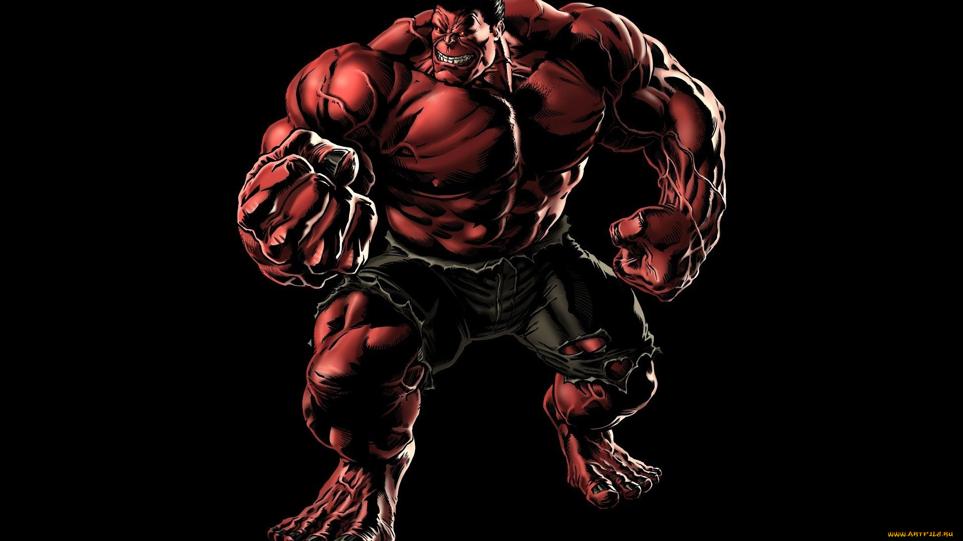 рисованное, комиксы, red, hulk