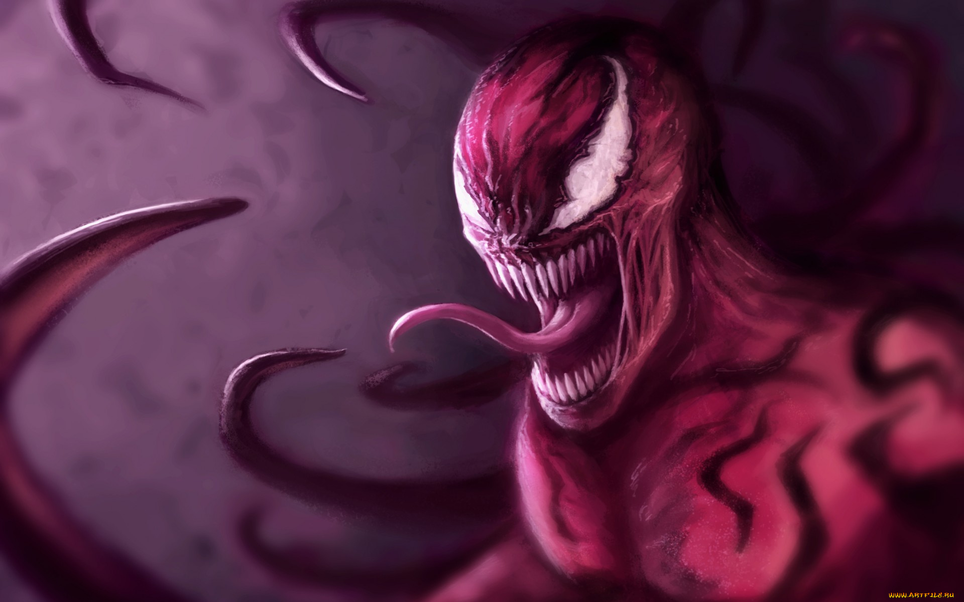 фэнтези, существа, cletus, kasady, carnage, marvel, comics, клыки, art, паразит, spider-man