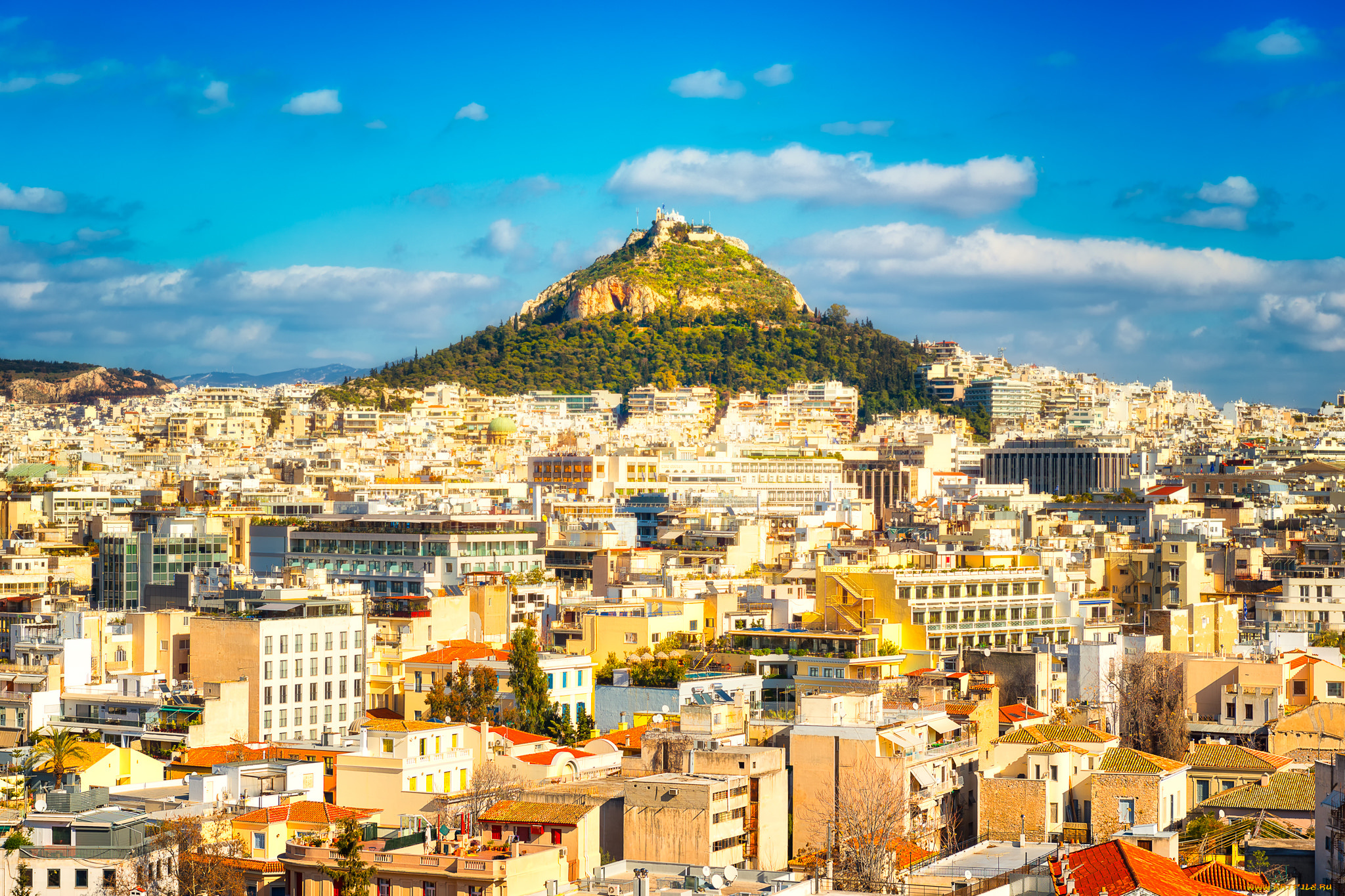 athens, mount, lycabettus, города, афины, , греция, панорама