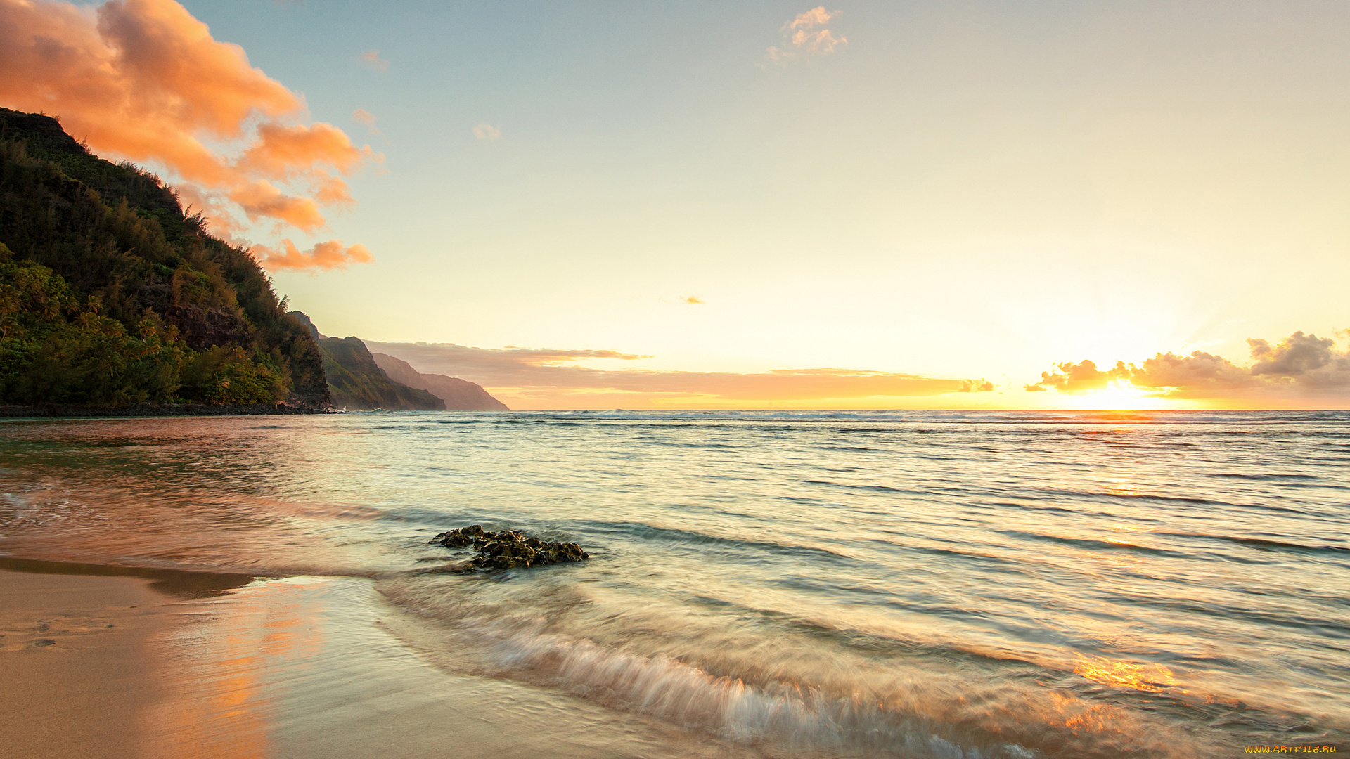 природа, восходы, закаты, побережье, океан, гавайи, hawaii