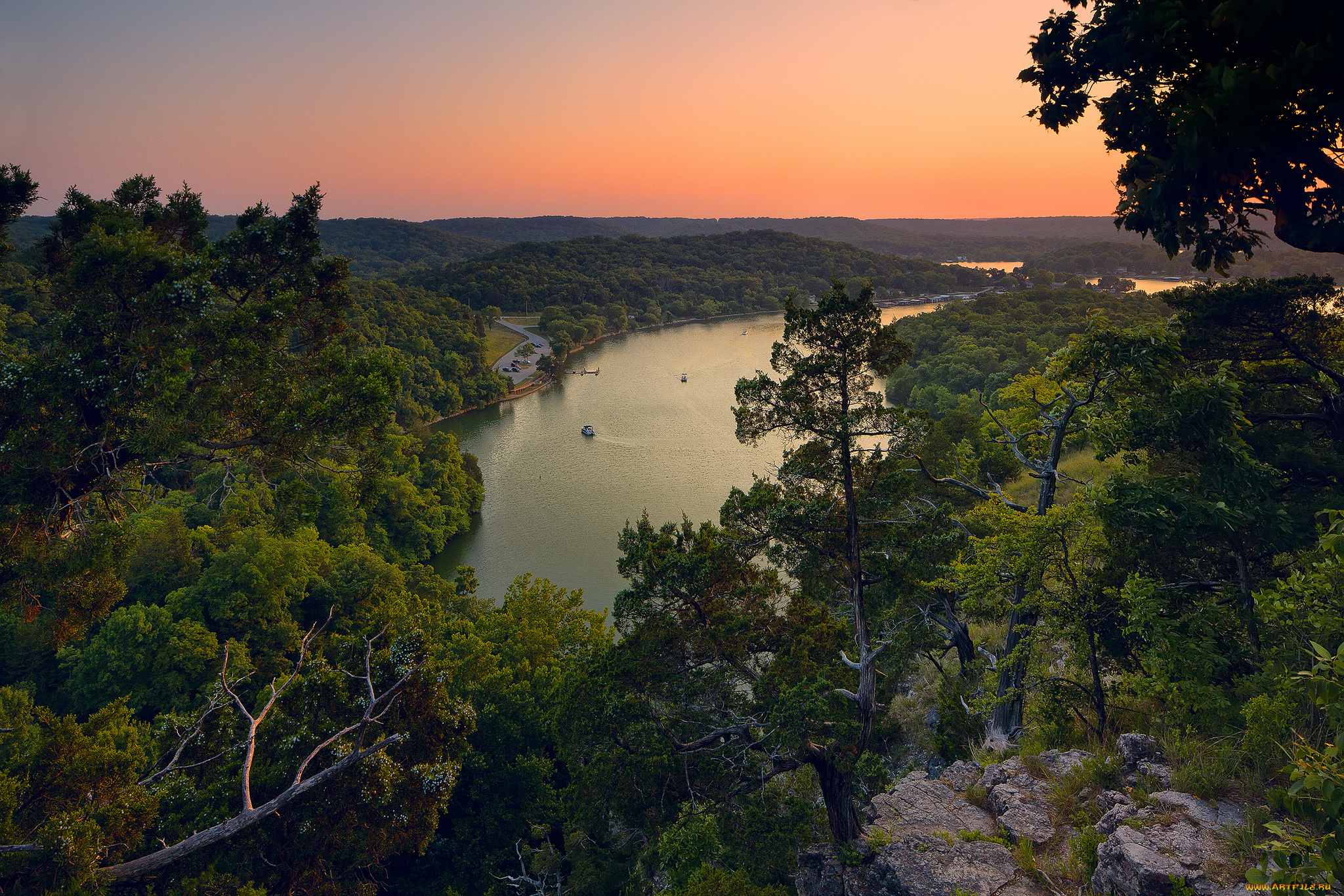 lake, of, the, ozarks, природа, реки, озера, панорама, лес, озеро, деревья, закат, пейзаж