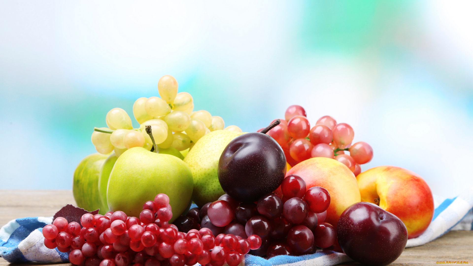 еда, фрукты, , ягоды, виноград, салфетка, яблоки, слива