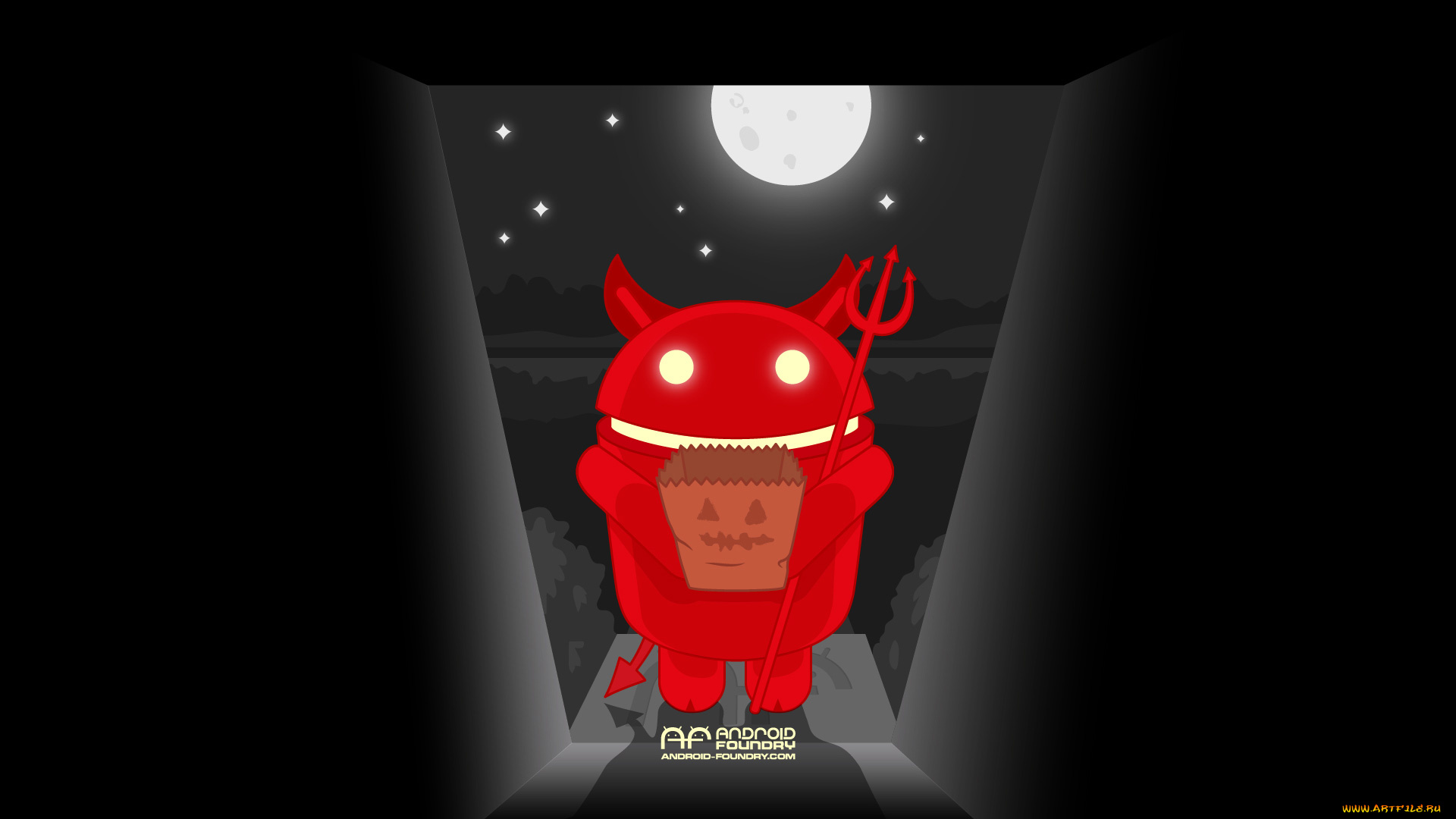 компьютеры, android, красный, темный, луна, фон, логотип