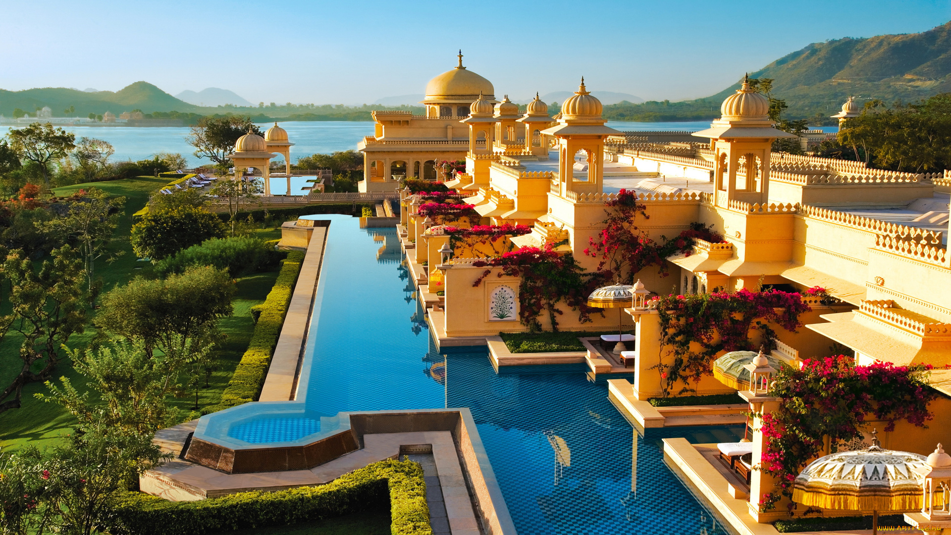 oberoi, udaivilas, udaipur, индия, города, -, пейзажи, гостиница, индия, бассейн, побережье