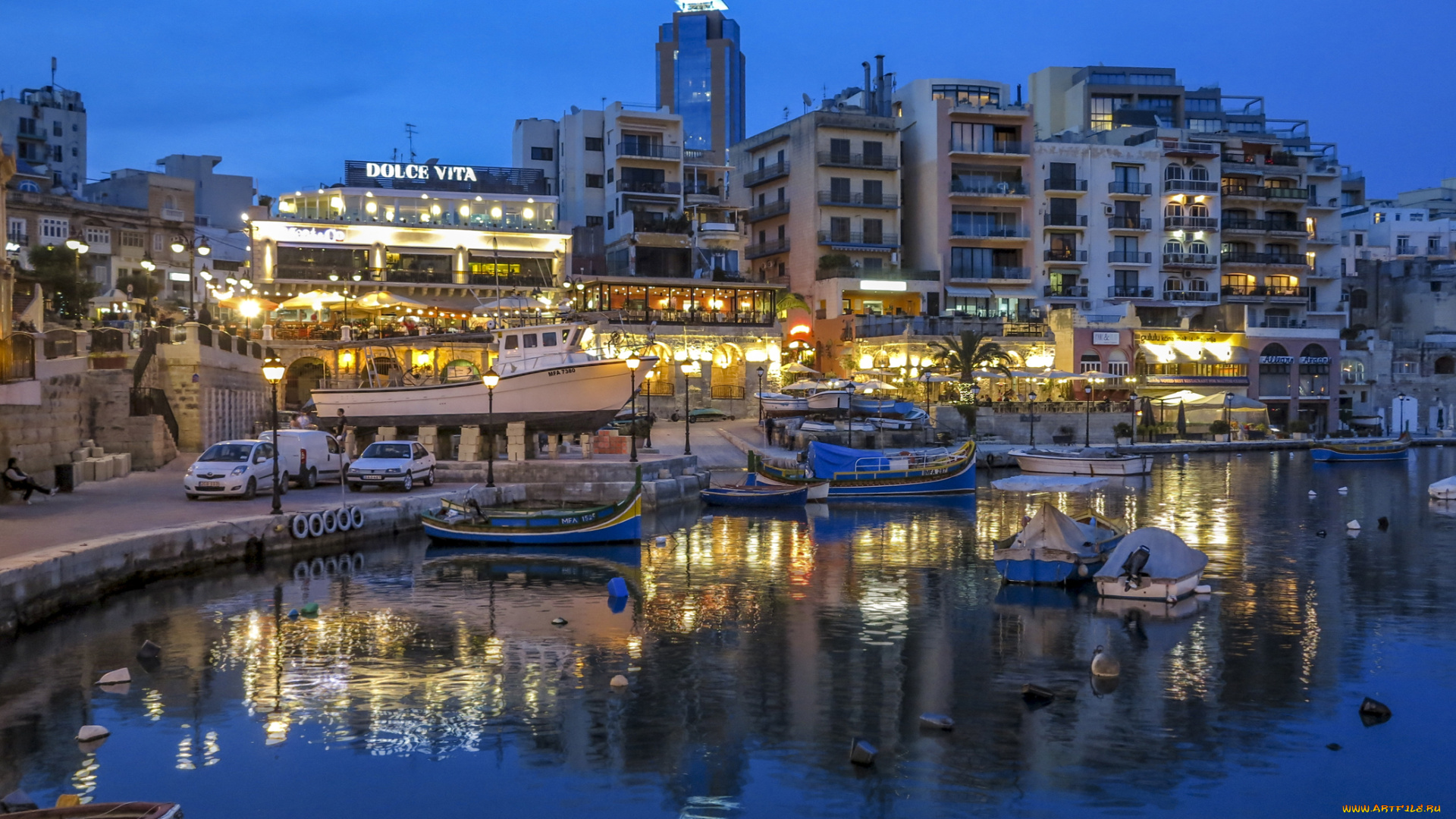 st, jullians, bay, malta, города, -, огни, ночного, города, st, jullians, malta, мальта, дома, набережная, ночь, причалы