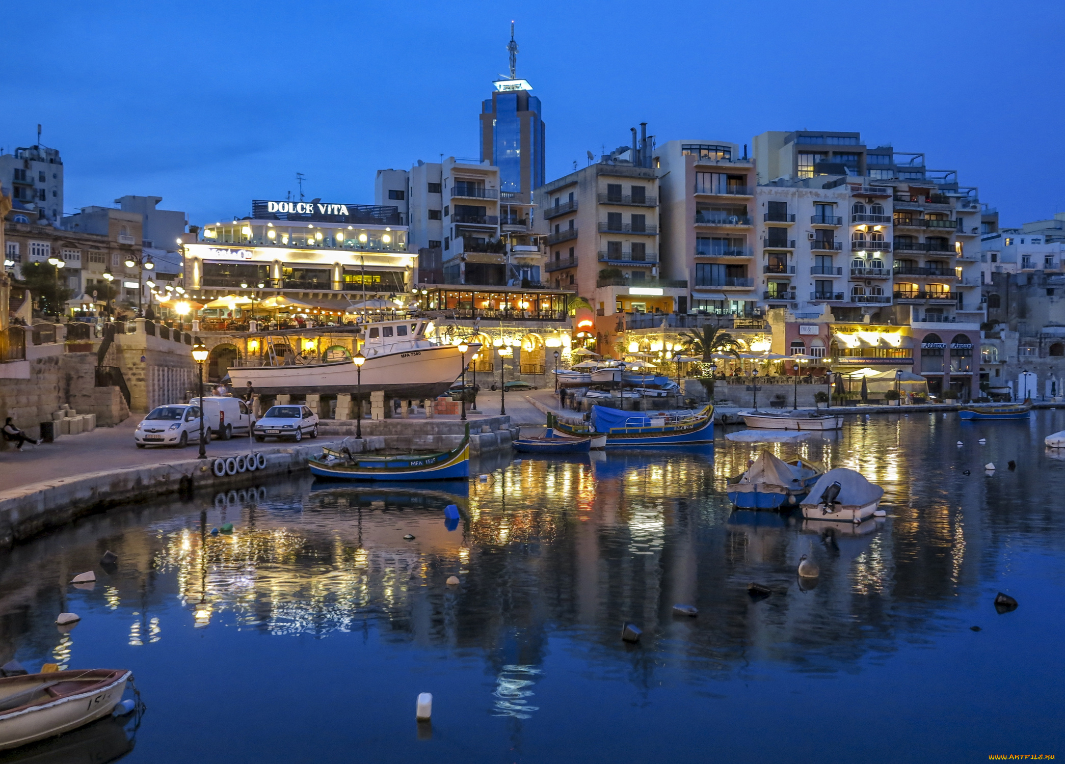 st, jullians, bay, malta, города, -, огни, ночного, города, st, jullians, malta, мальта, дома, набережная, ночь, причалы