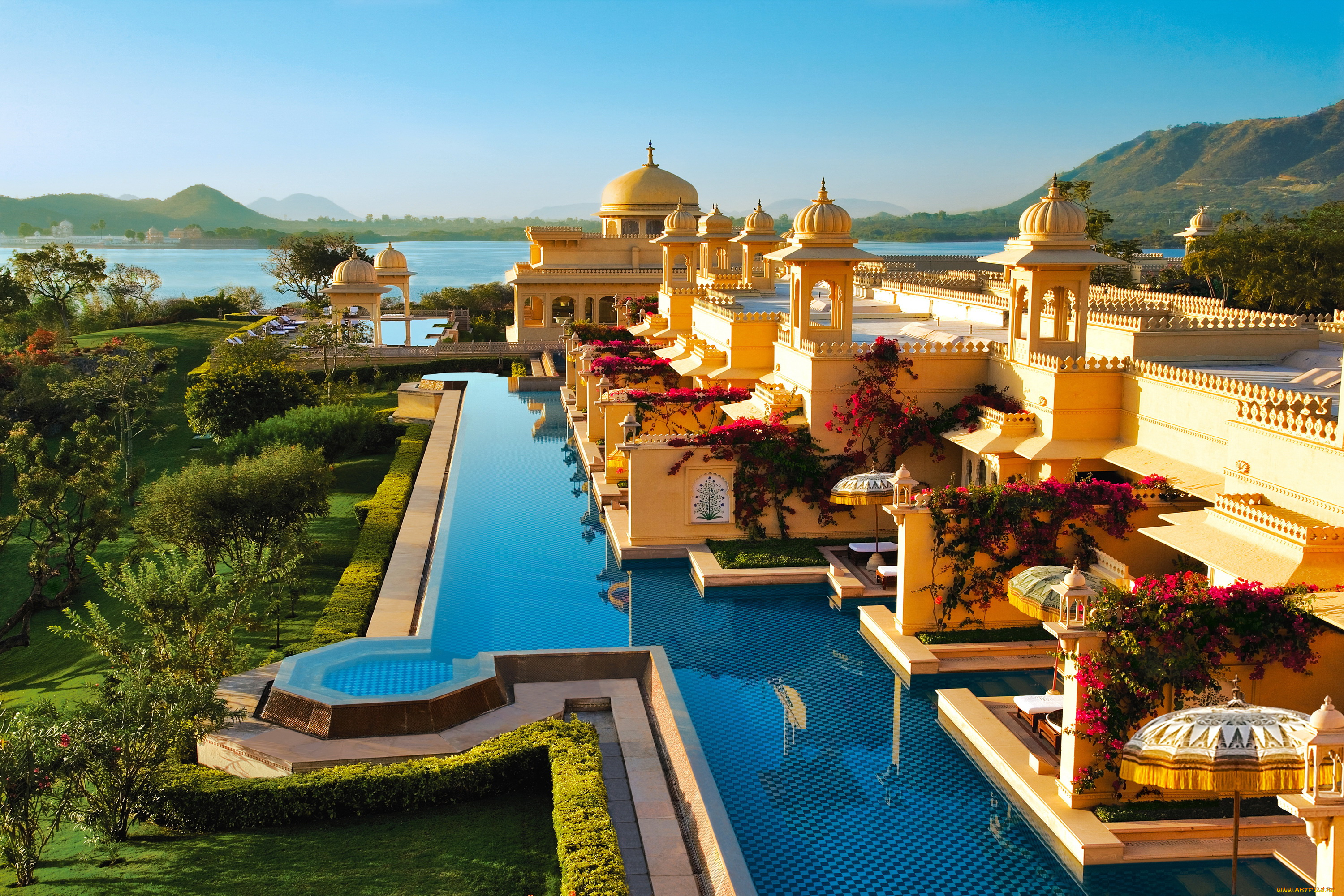 oberoi, udaivilas, udaipur, индия, города, -, пейзажи, гостиница, индия, бассейн, побережье