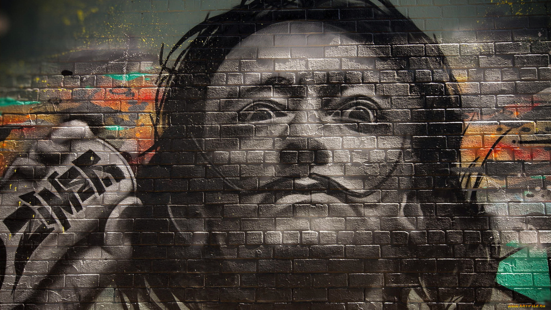 разное, граффити, стена, сальвадор, дали, картина