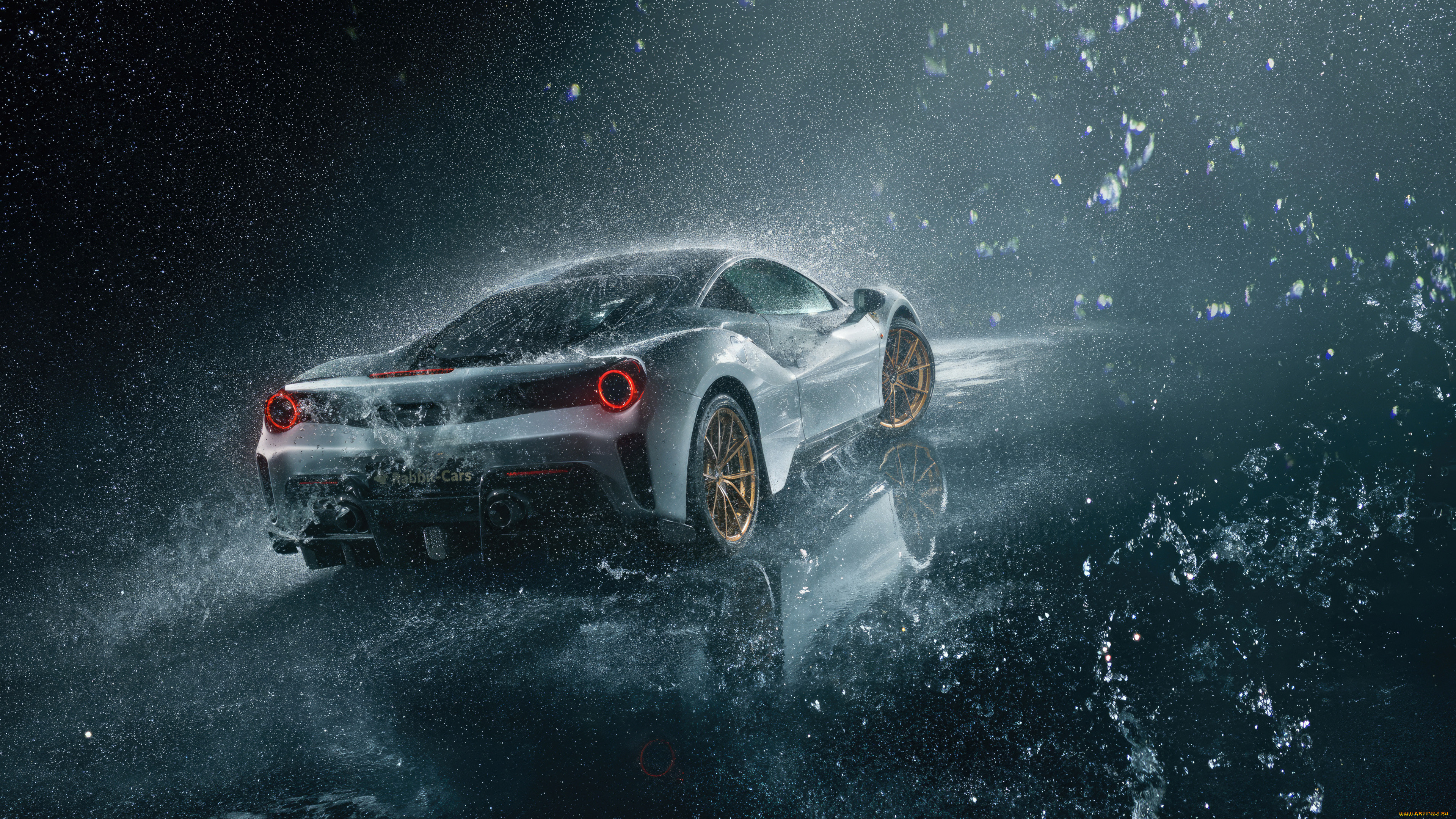 ferrari, 488, pista, dominates, the, rainy, roads, 2023, автомобили, ferrari, 488, pista, вид, сзади, капли, вода, суперкар