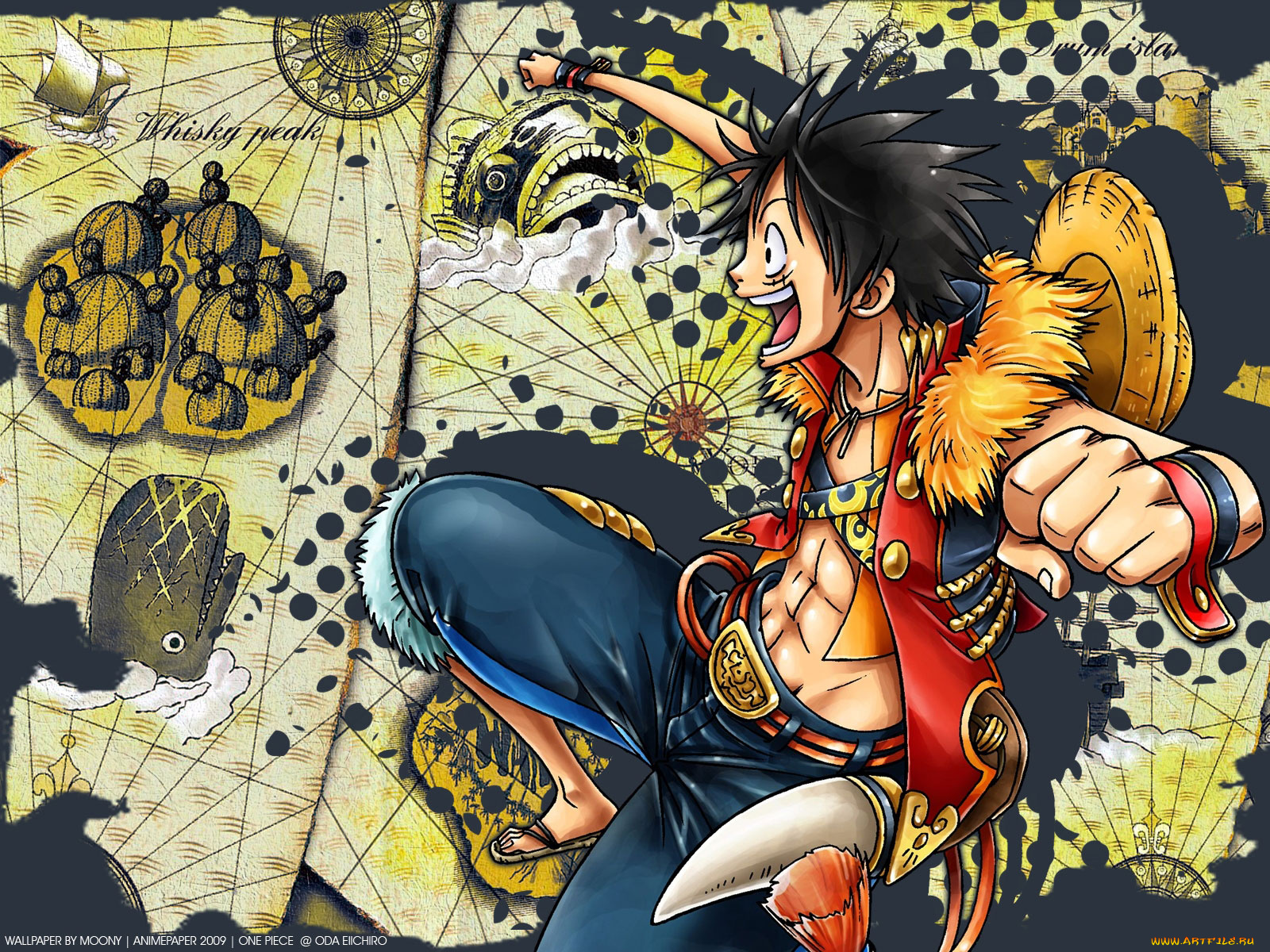 аниме, one, piece, monkey, d, luffy