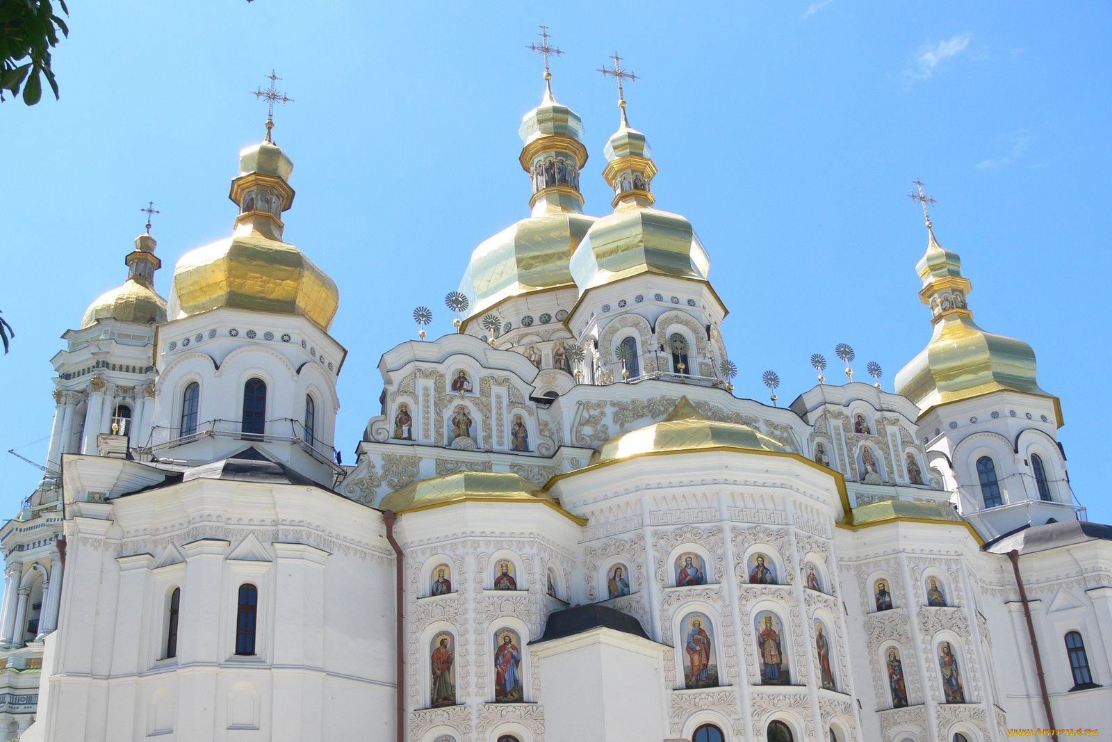 киев, михайловский, собор, города, украина, купола, иконы