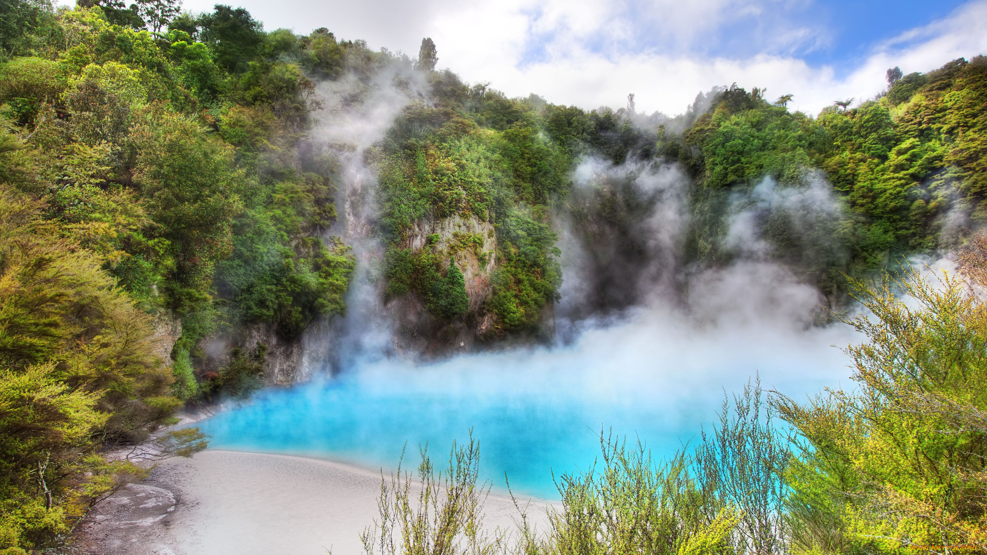 new, zealand, waimangu, volcanic, valley, inferno, crater, lake, природа, реки, озера, новая, зеландия