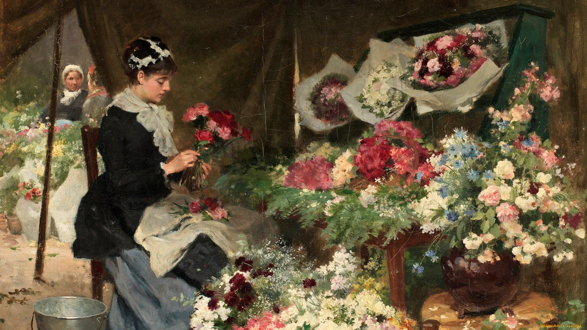 victor, gabriel, gilbert, the, flower, seller, рисованные, цветочница