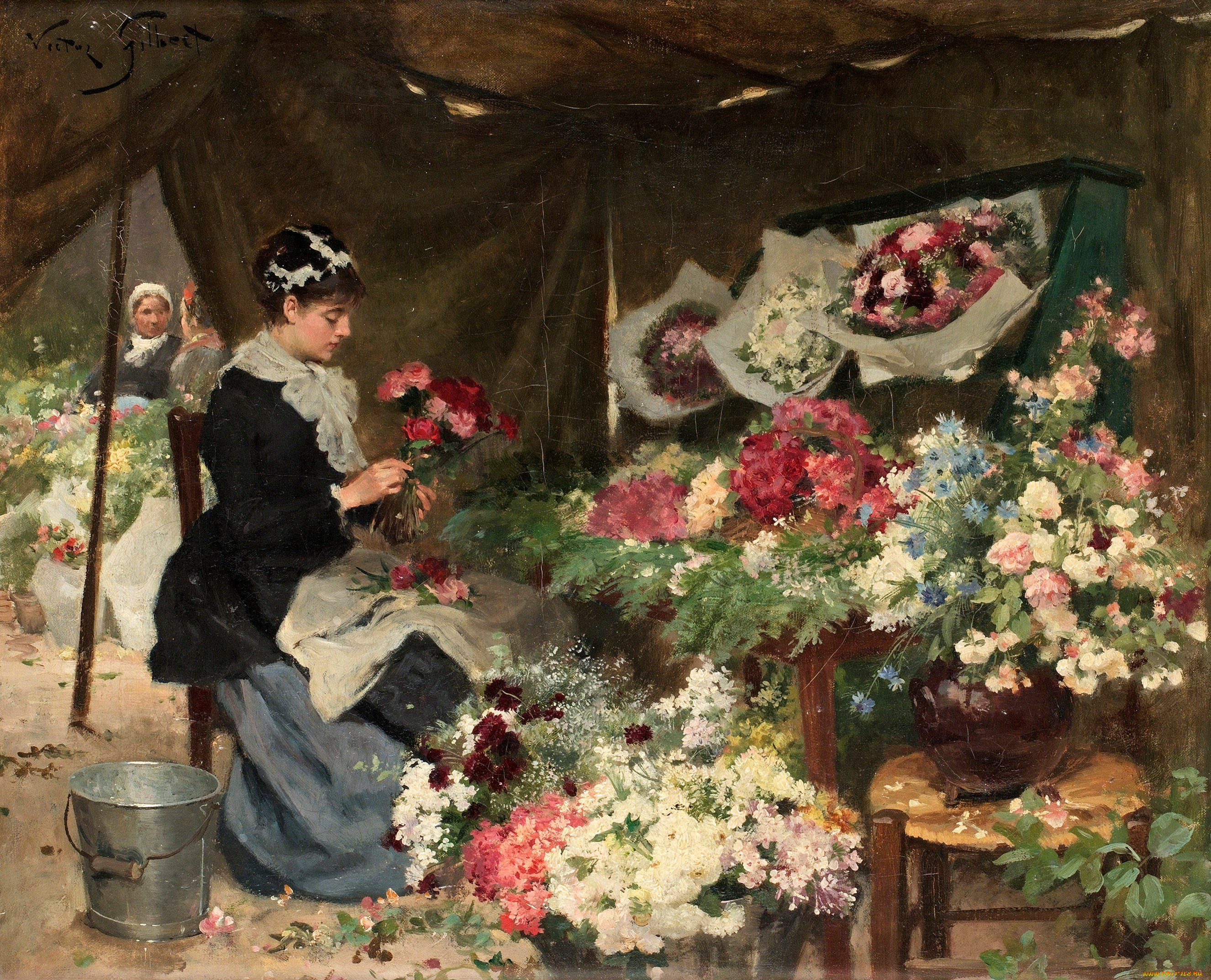 victor, gabriel, gilbert, the, flower, seller, рисованные, цветочница