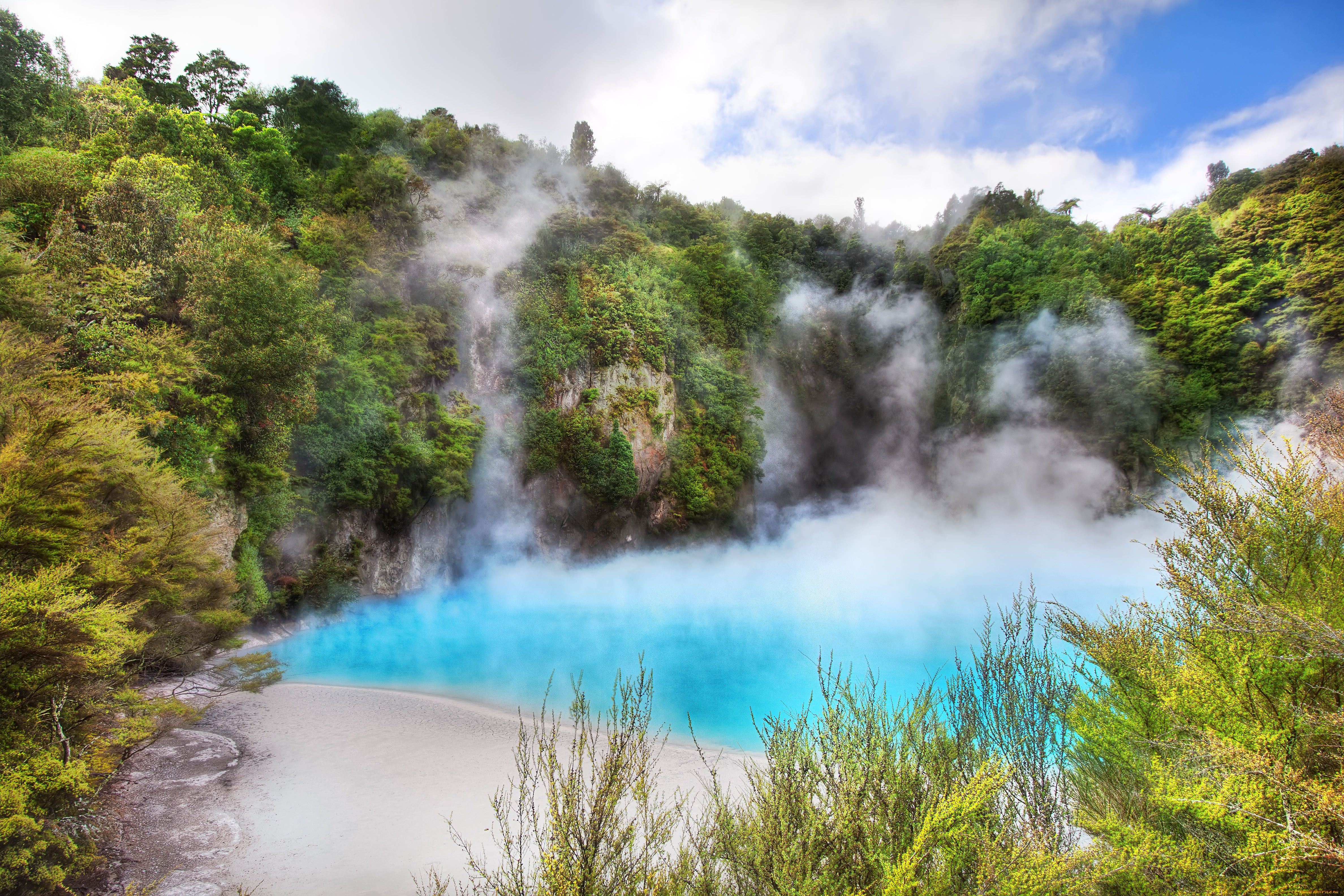 new, zealand, waimangu, volcanic, valley, inferno, crater, lake, природа, реки, озера, новая, зеландия