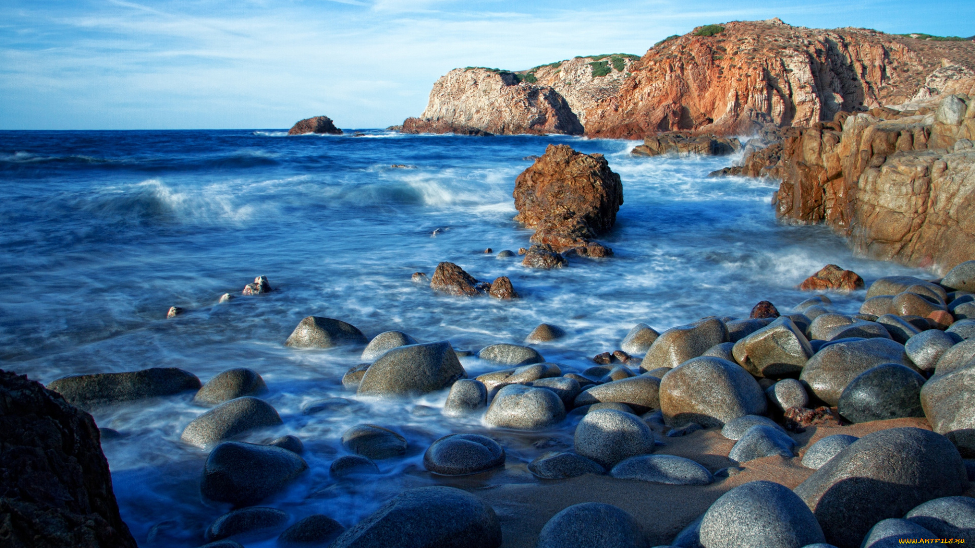 природа, побережье, камни