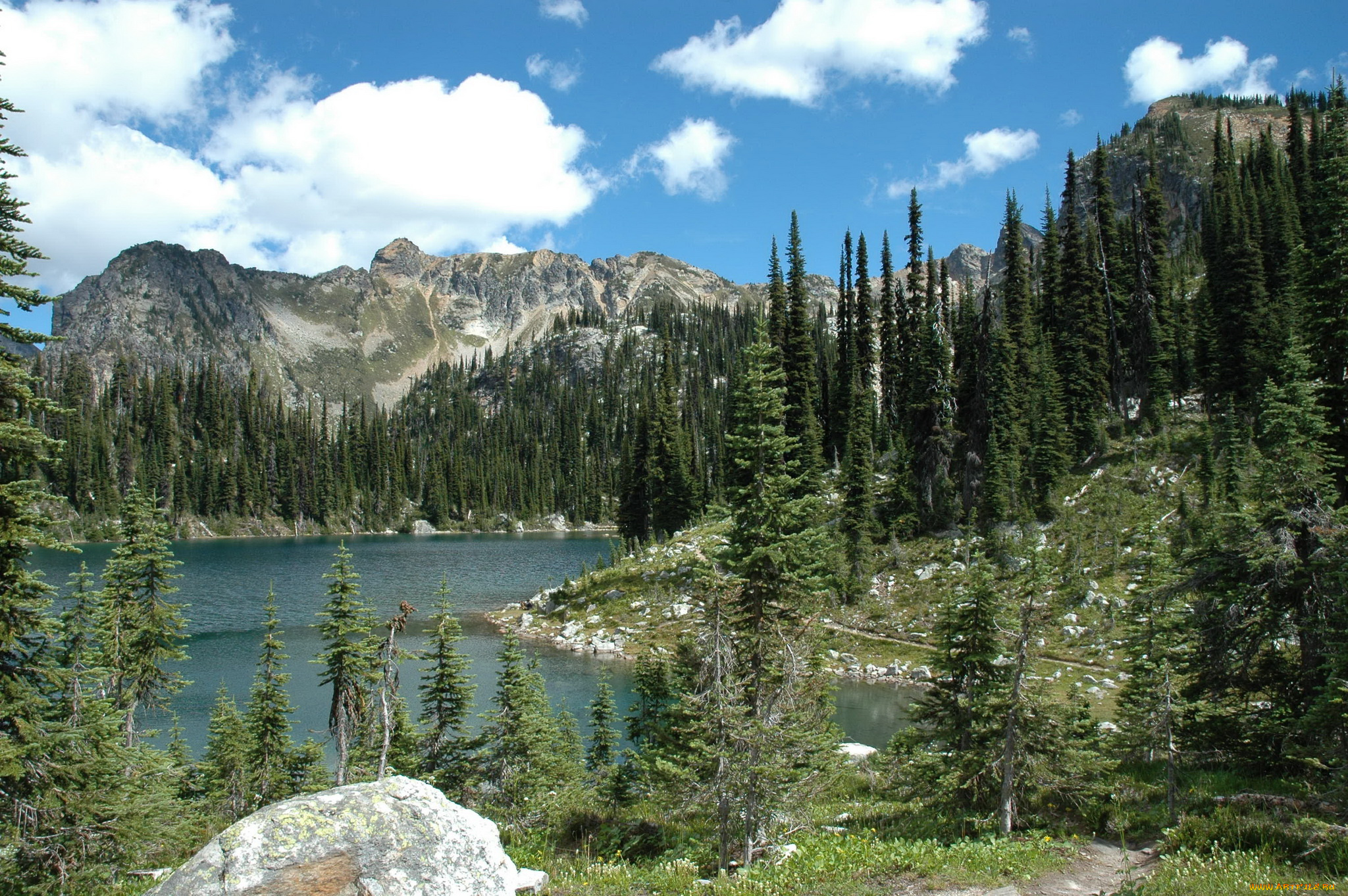 mount, revelstoke, national, park, canada, природа, горы, ели, озеро, лес