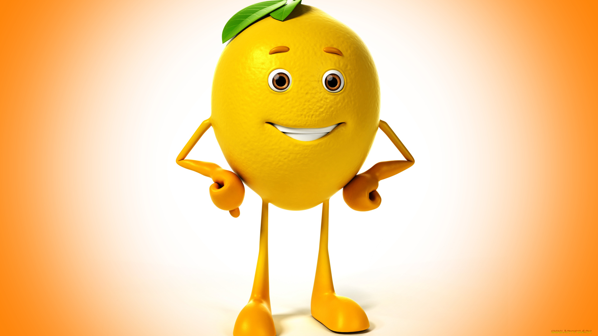 3д, графика, юмор, , humor, eyes, фон, smile, lemon, background, взгляд, улыбка, лимон