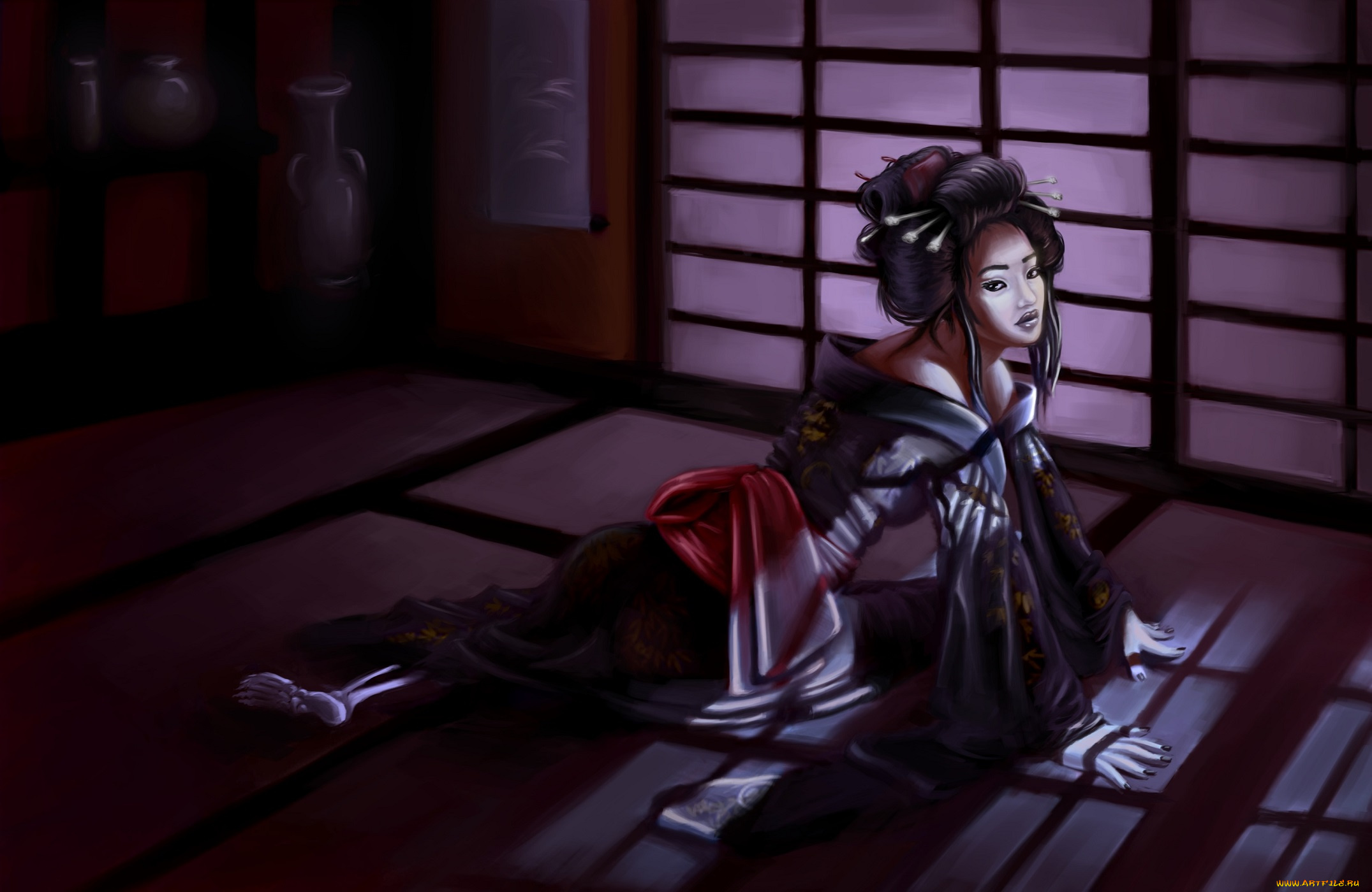 разное, арты, geisha, женщина, anime, hell, girl, jigoku, shoujo, hone, onna