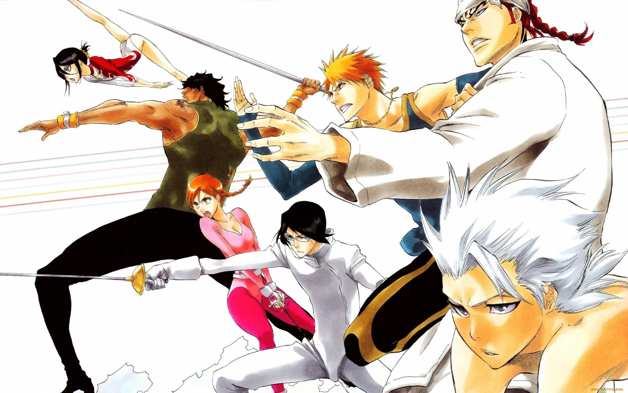 аниме, bleach, toushiro, hitsugaya, uryuu, ishida, rukia, kuchiki, renji, abarai, anime, девушки, парни, ichigo, kurosaki, yasutora, sado, orihime, inoue