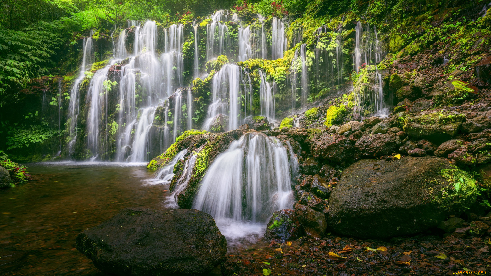 природа, водопады, скалы, водопад, каскад