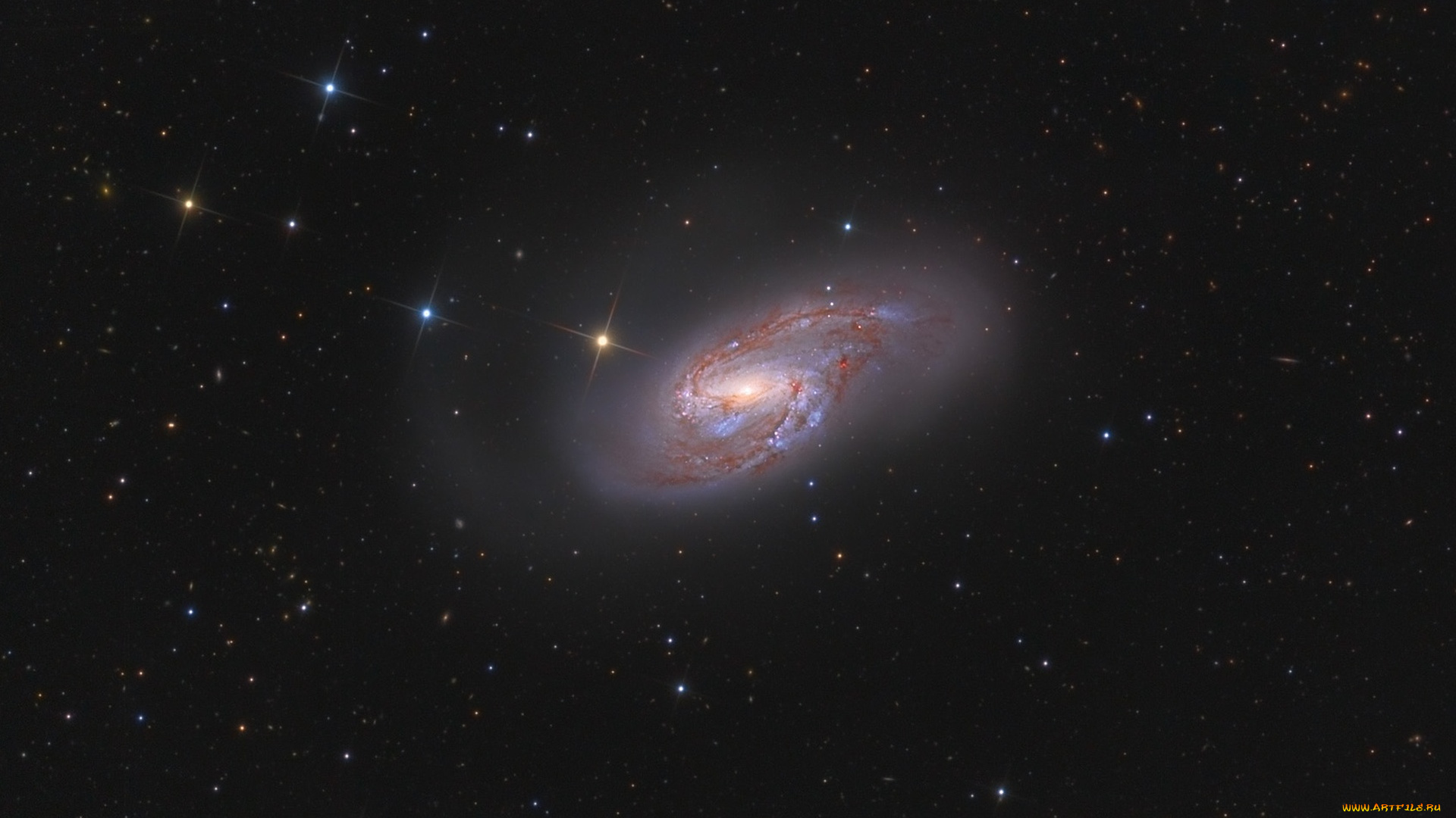 спиральная, галактика, m66, космос, галактики, туманности