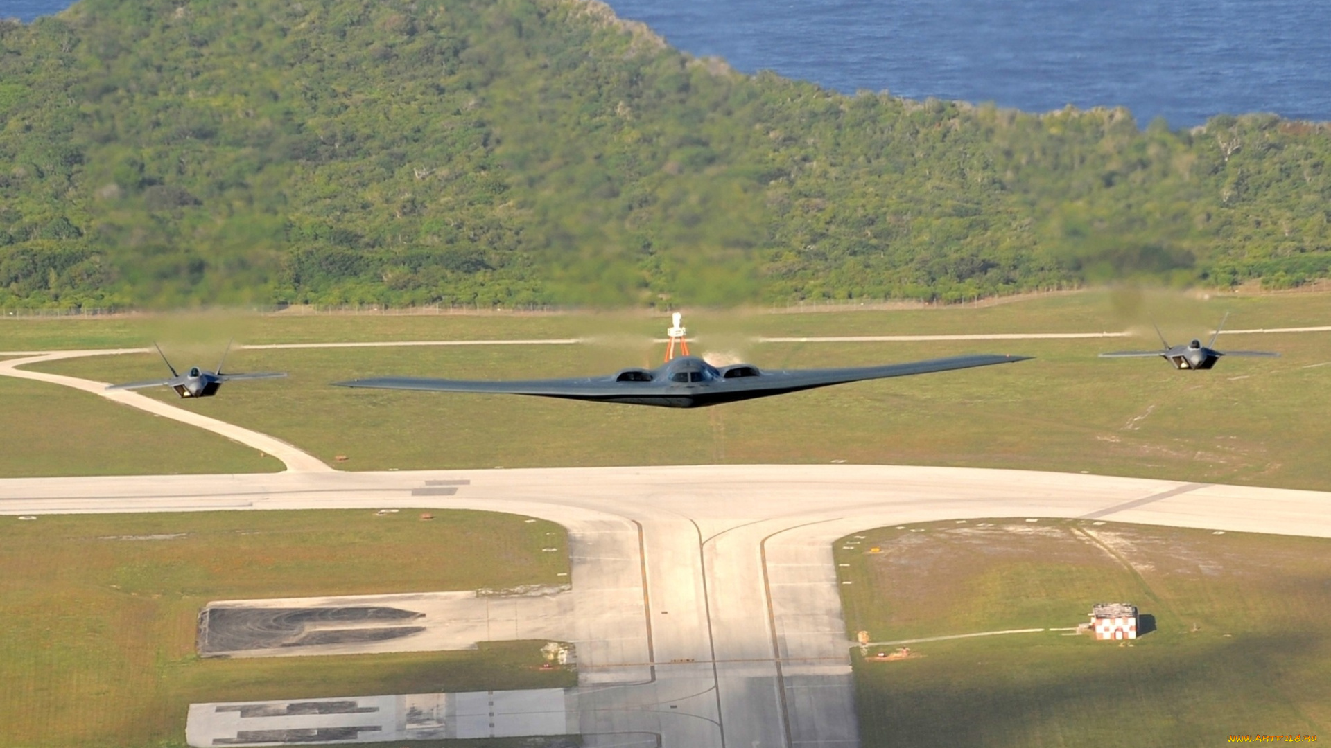 авиация, боевые, самолёты, northrop, взлётная, полоса, взлёт, b-2, малозаметный, невидимка