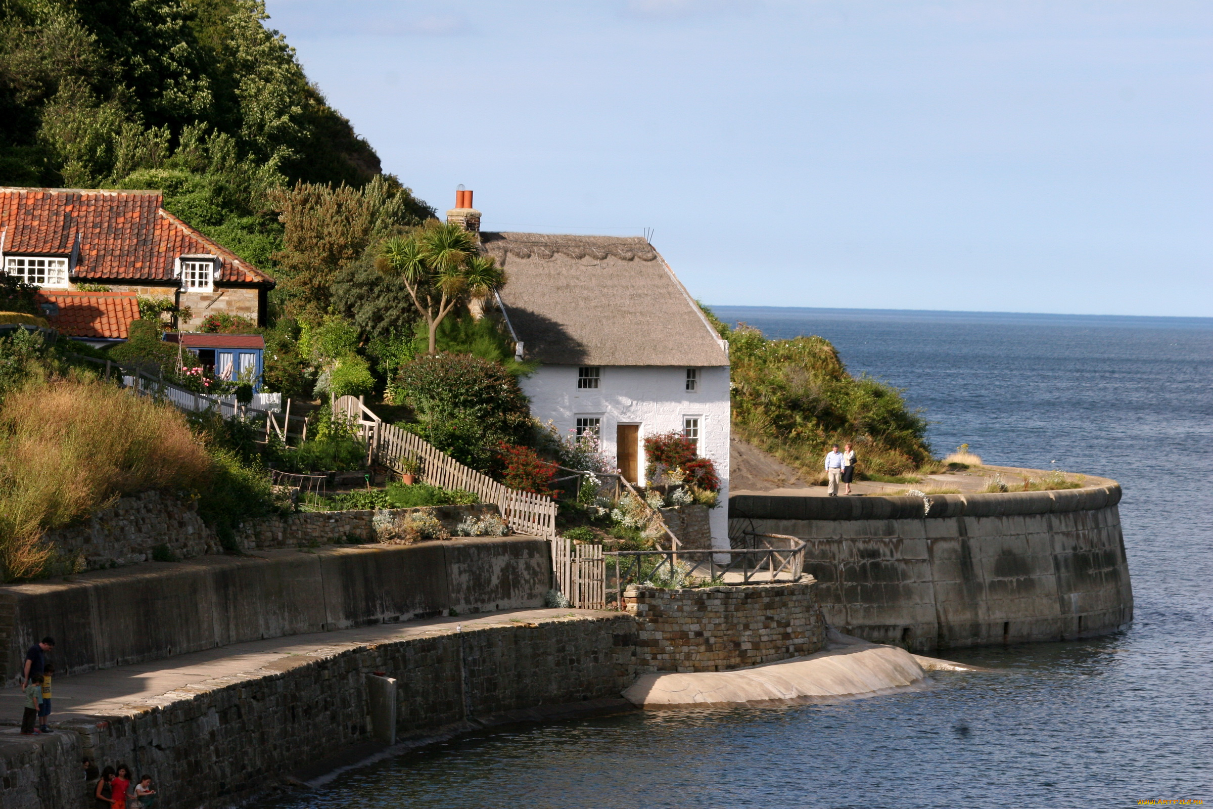 runswick, bay, йоркшир, англия, города, улицы, площади, набережные, река, дома