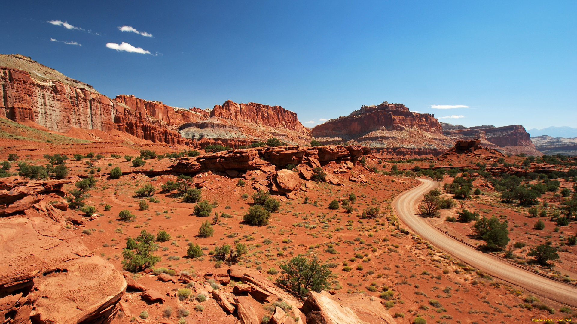 природа, пустыни, юта, capitol, reef, national, park, скалы, сша