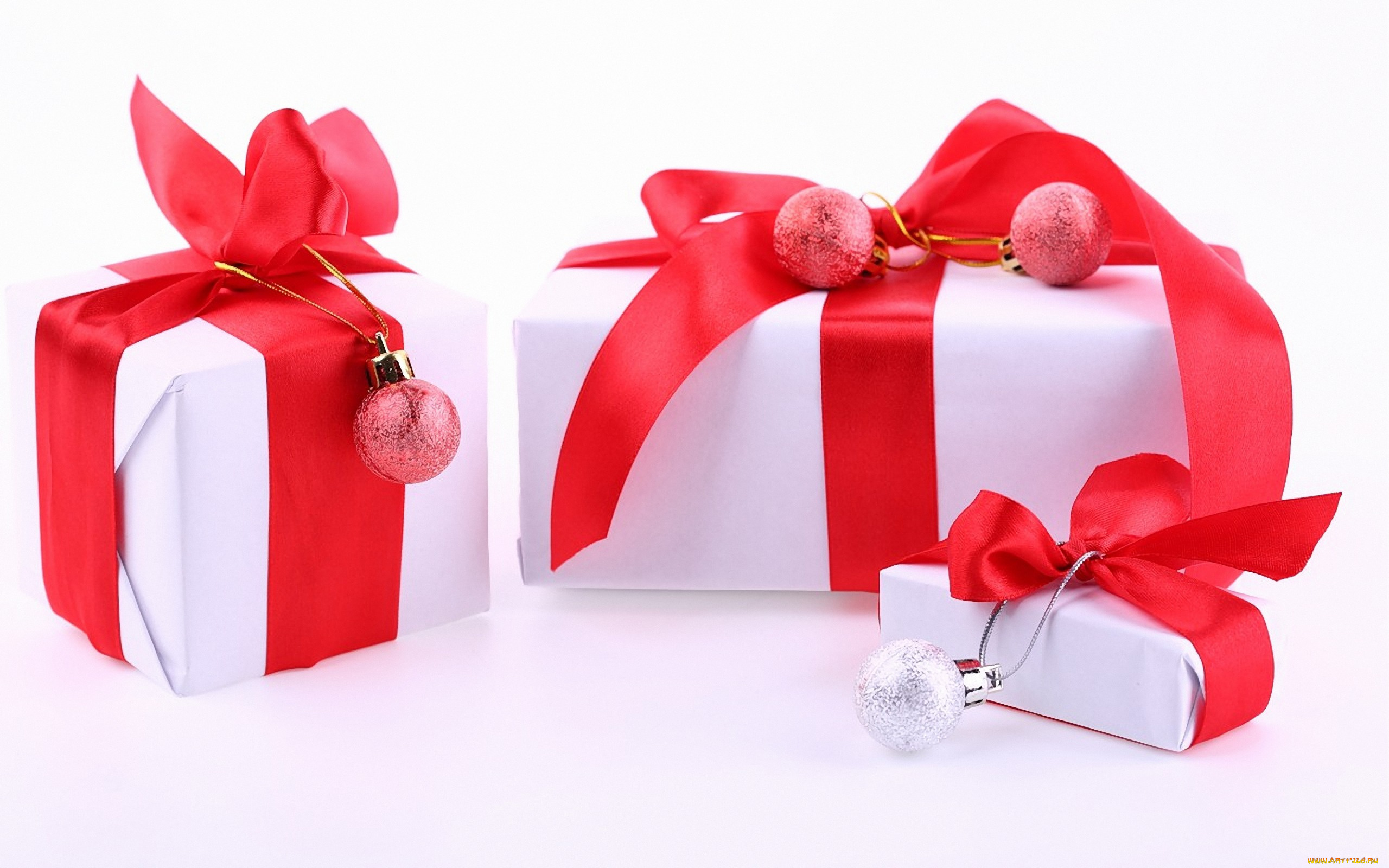 праздничные, подарки, коробочки, ленты, шарики, коробки, праздник, рождество, новый, год