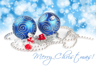 Картинка праздничные шарики бусы снежинка стразы украшения синий белый