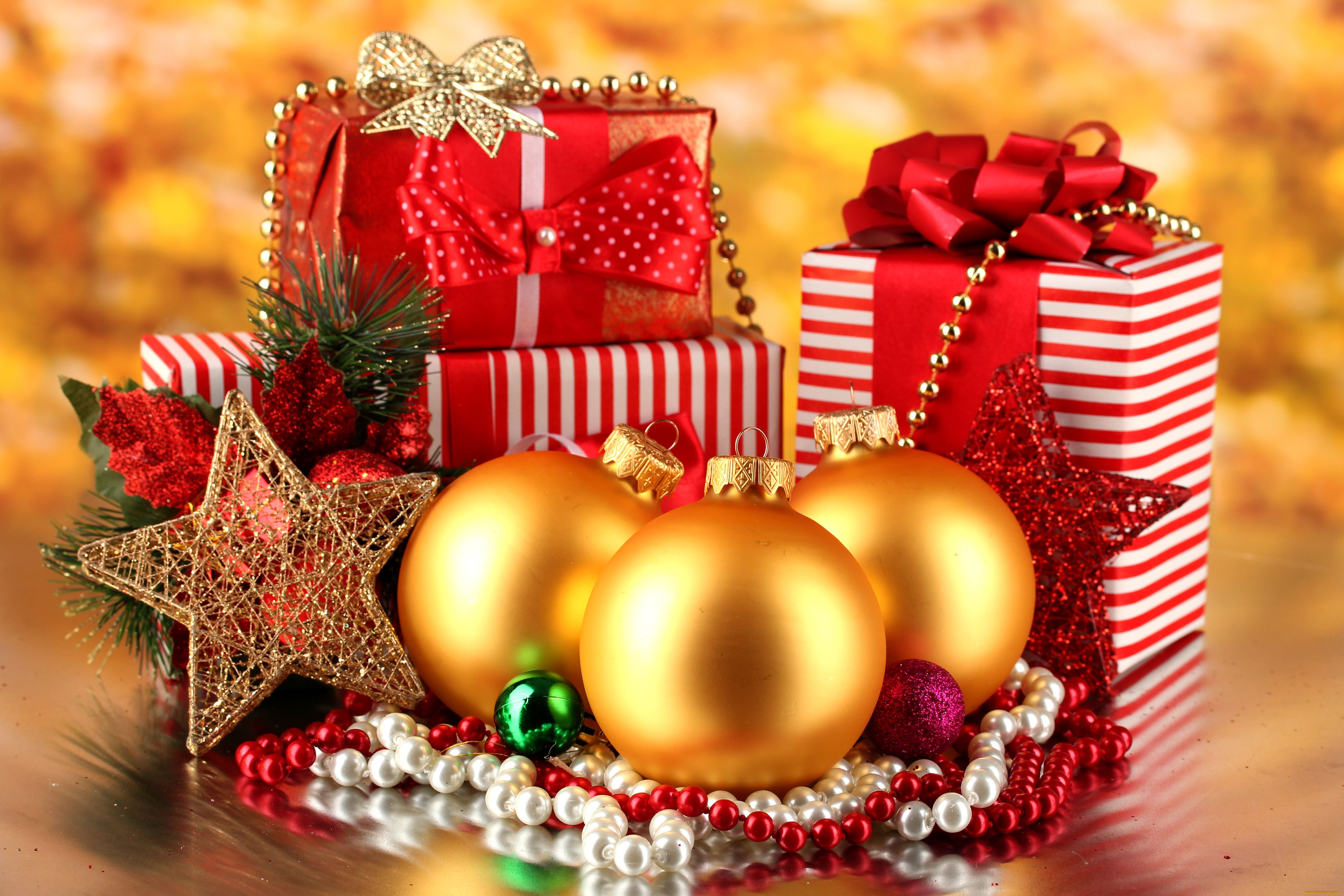 праздничные, украшения, шарики, звёзды, бусы, подарки, коробочки