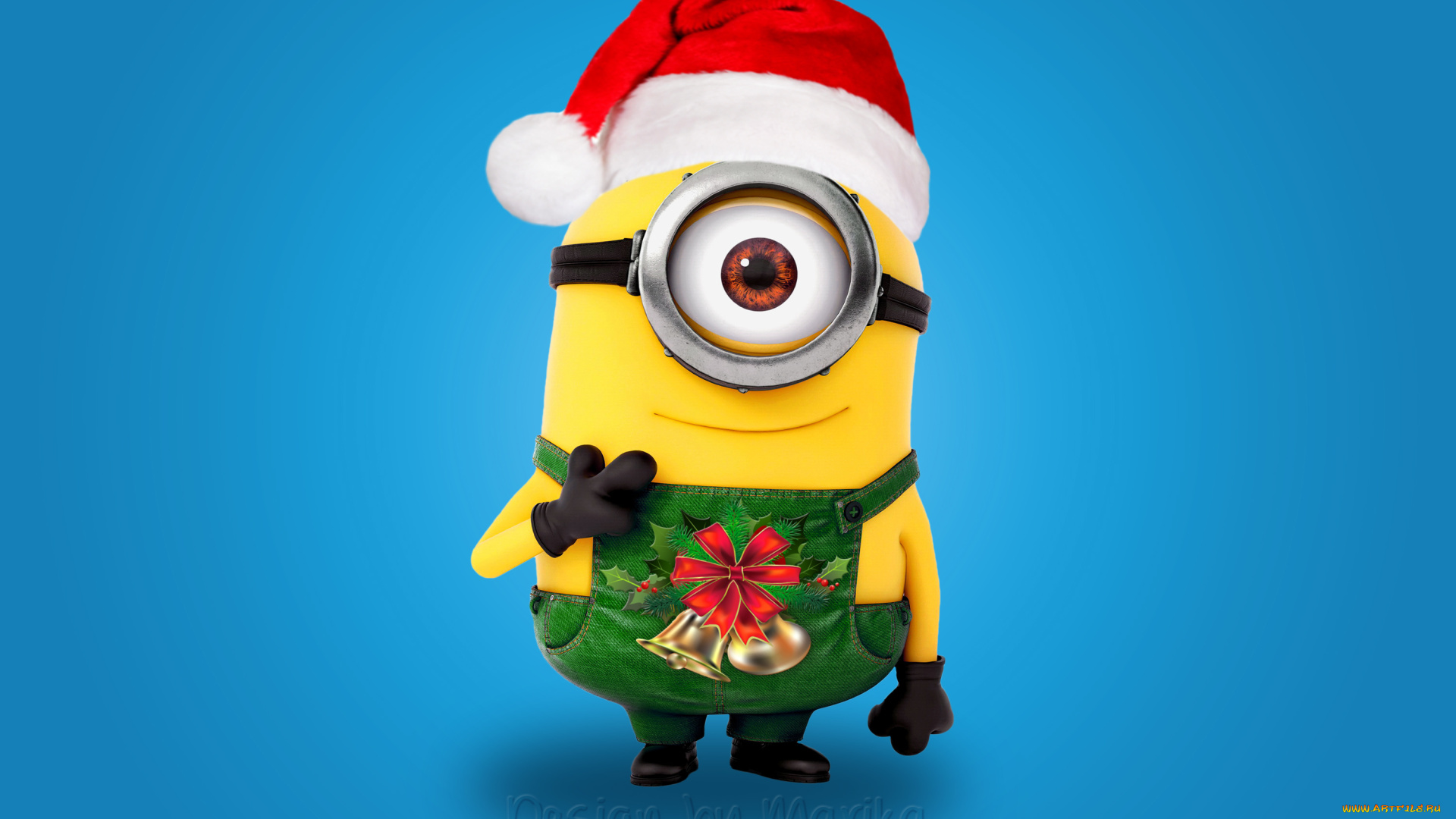 рисованное, кино, christmas, xmas, minion, santa, cute, новый, год, рождество, миньон, санта, мульт