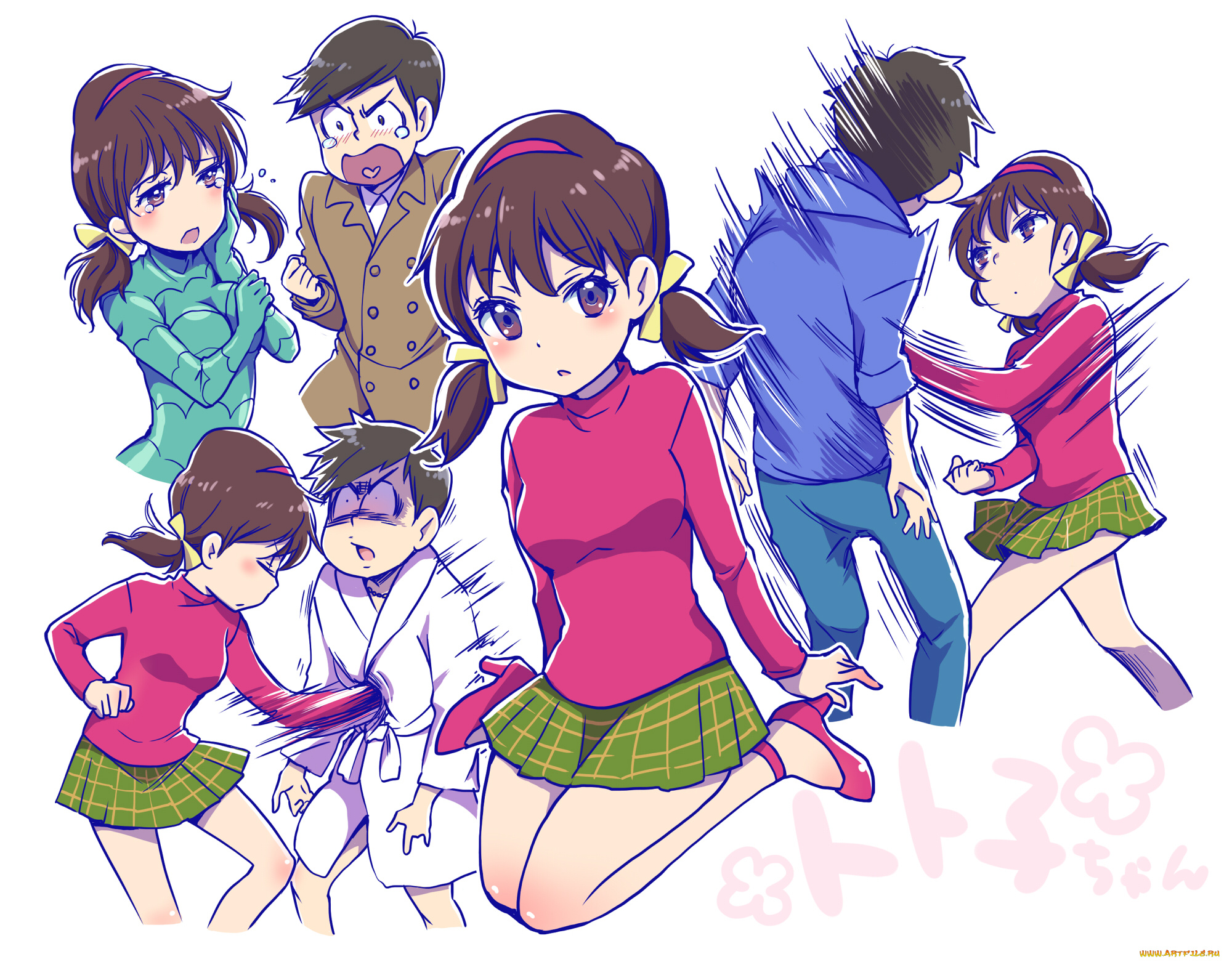 аниме, osomatsu-san, парни