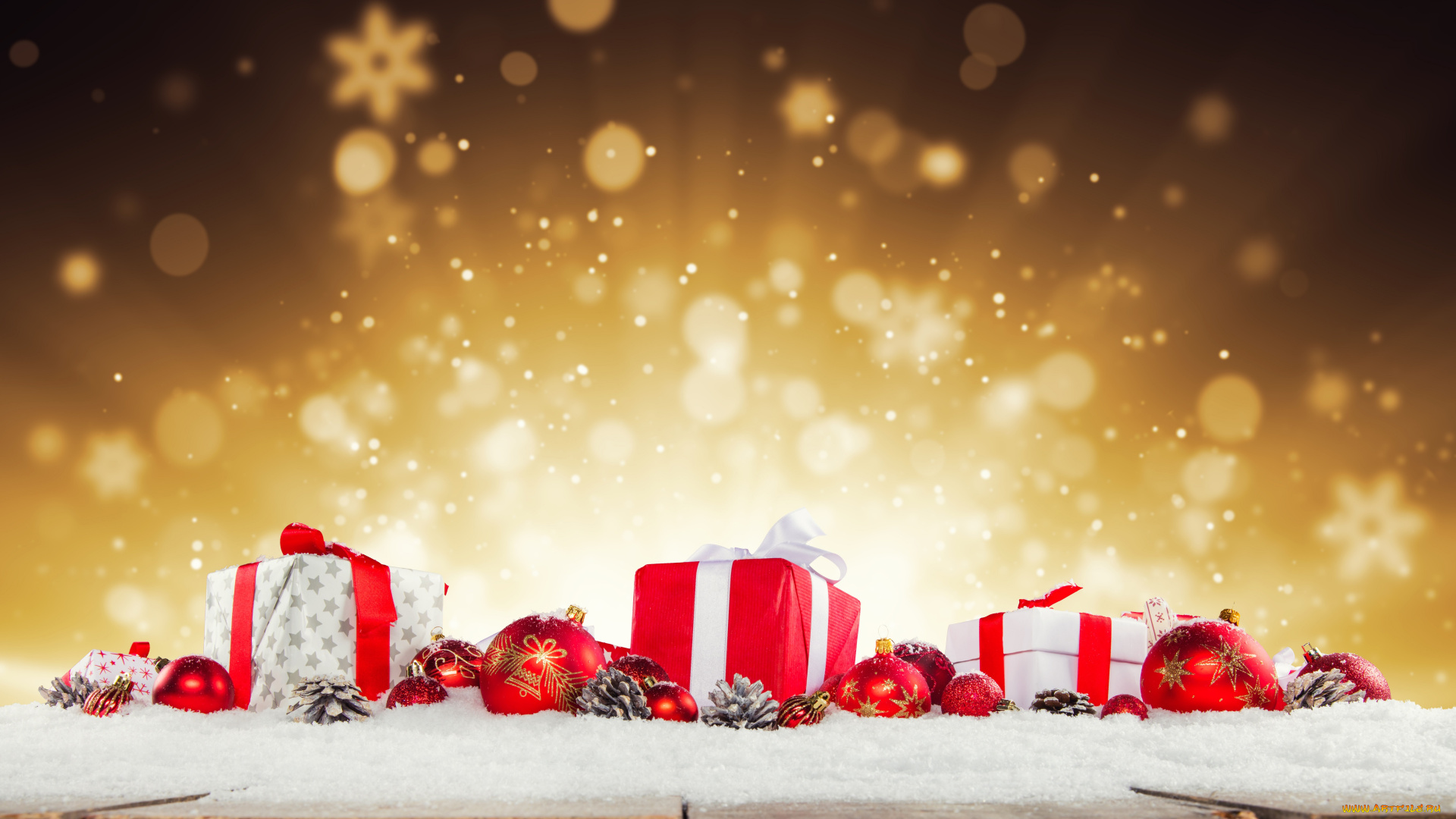 праздничные, подарки, и, коробочки, праздник, снег, подарки, новый, год