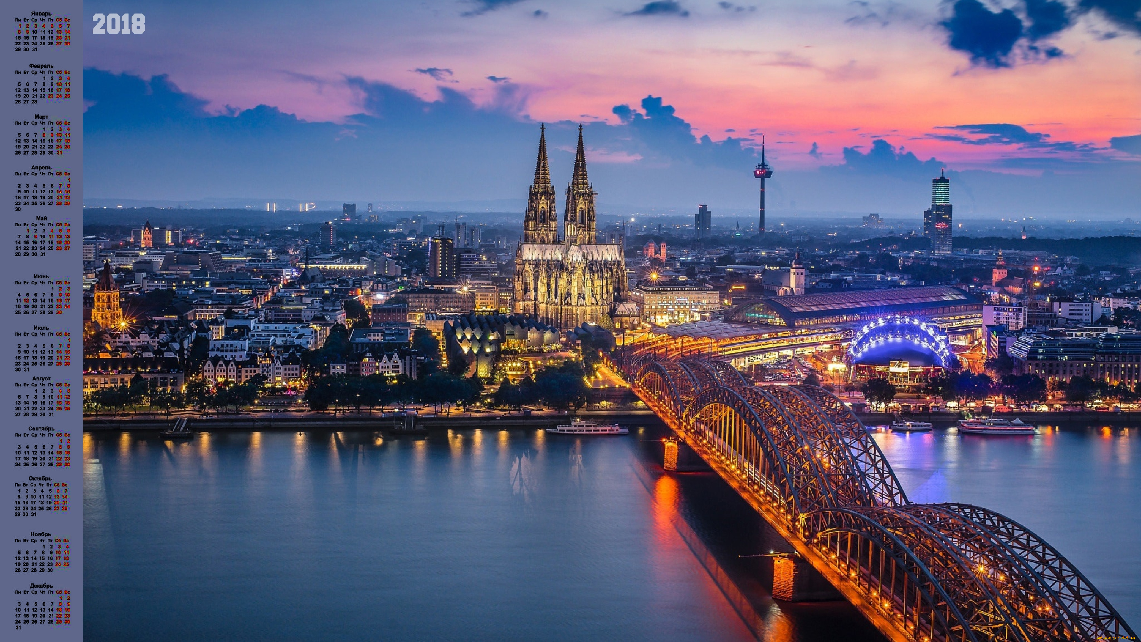 germany, календари, города, 2018, водоем, здание, мост