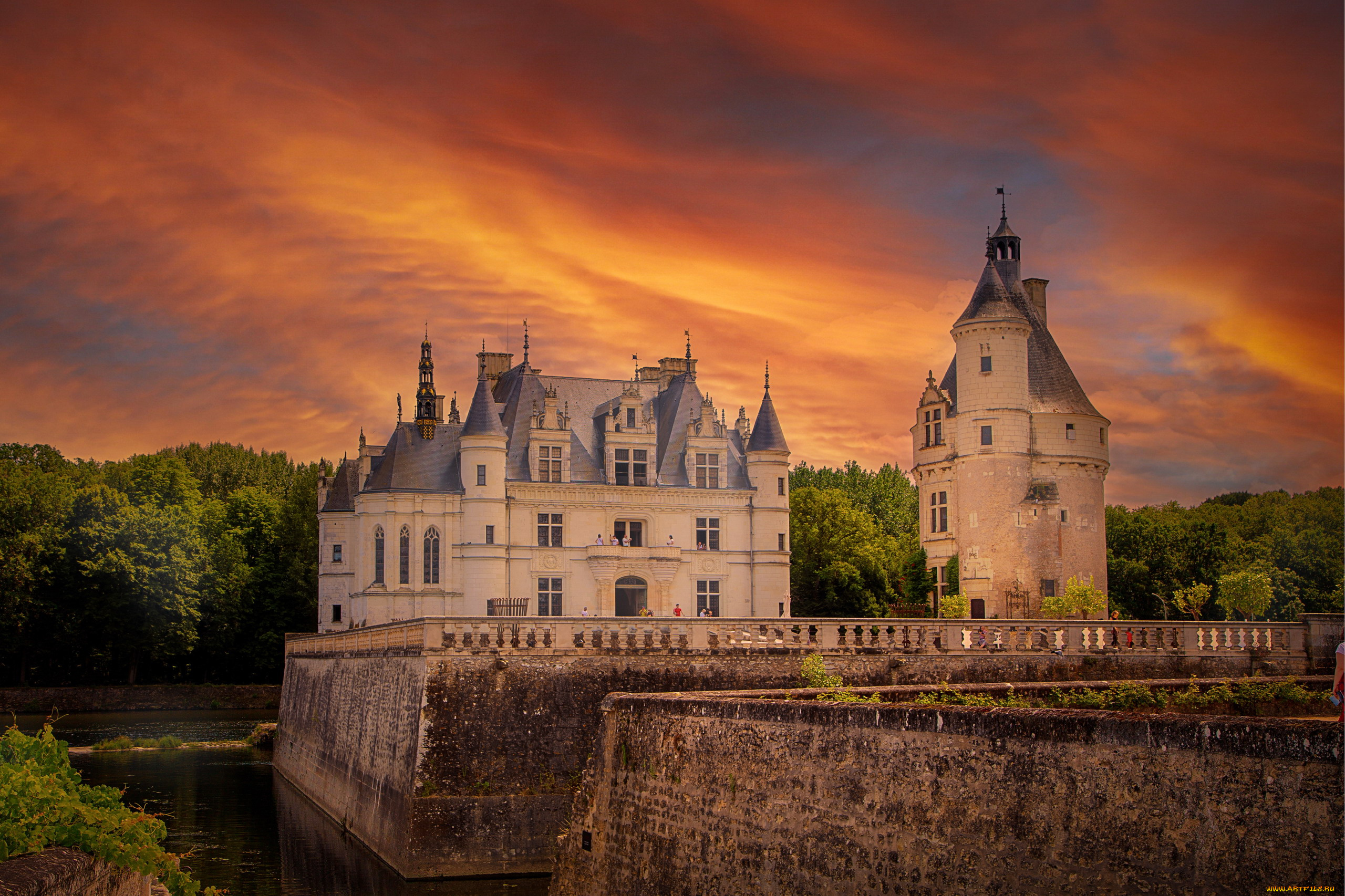 города, замок, шенонсо, , франция, chateau, de, chenonceau, france